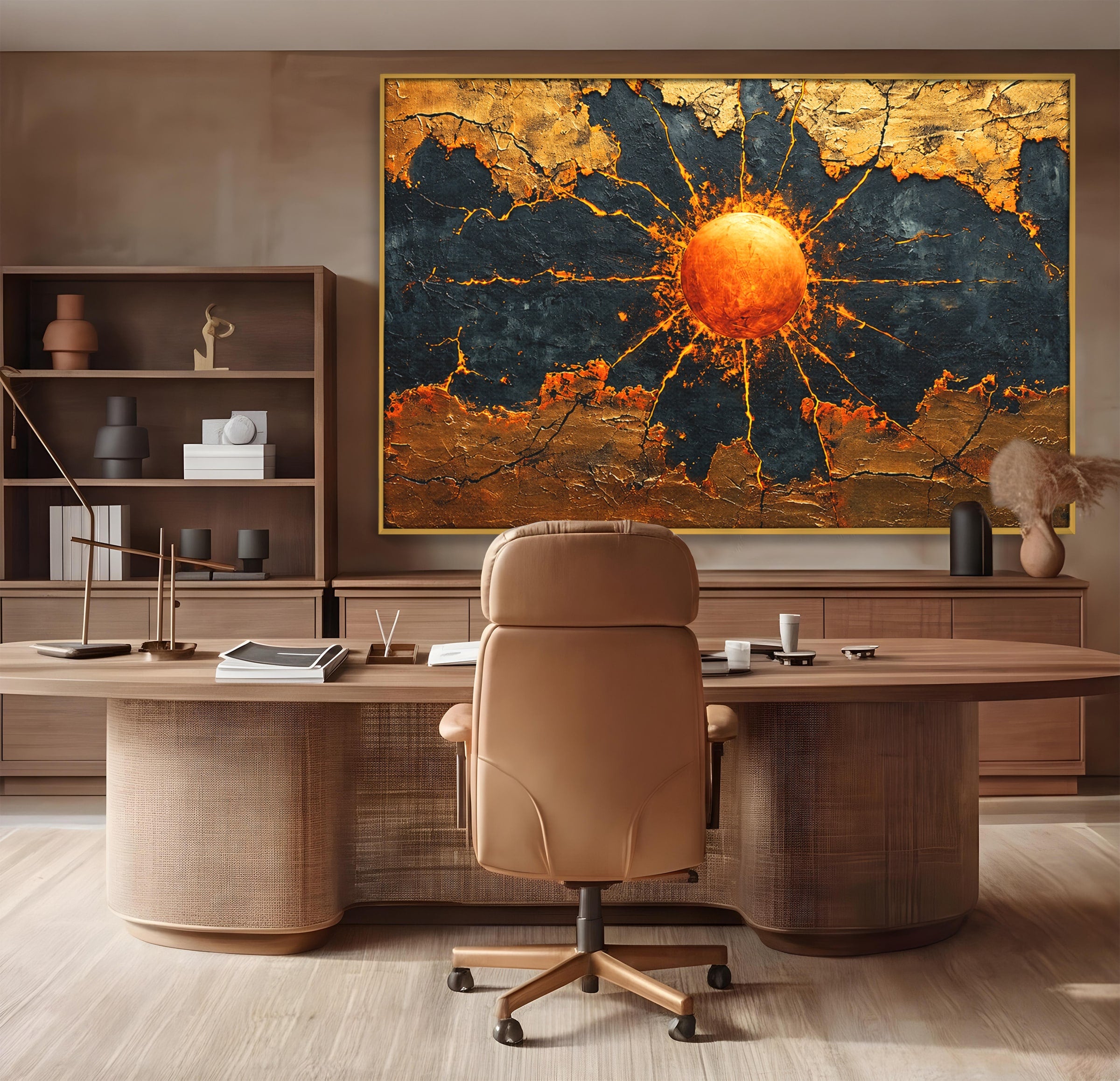 Tablou Canvas Premium LuxCanva® C1396, Soarele De Foc, Soare, Abstract, Energetic, Texturat, Living, Culori Vibrante