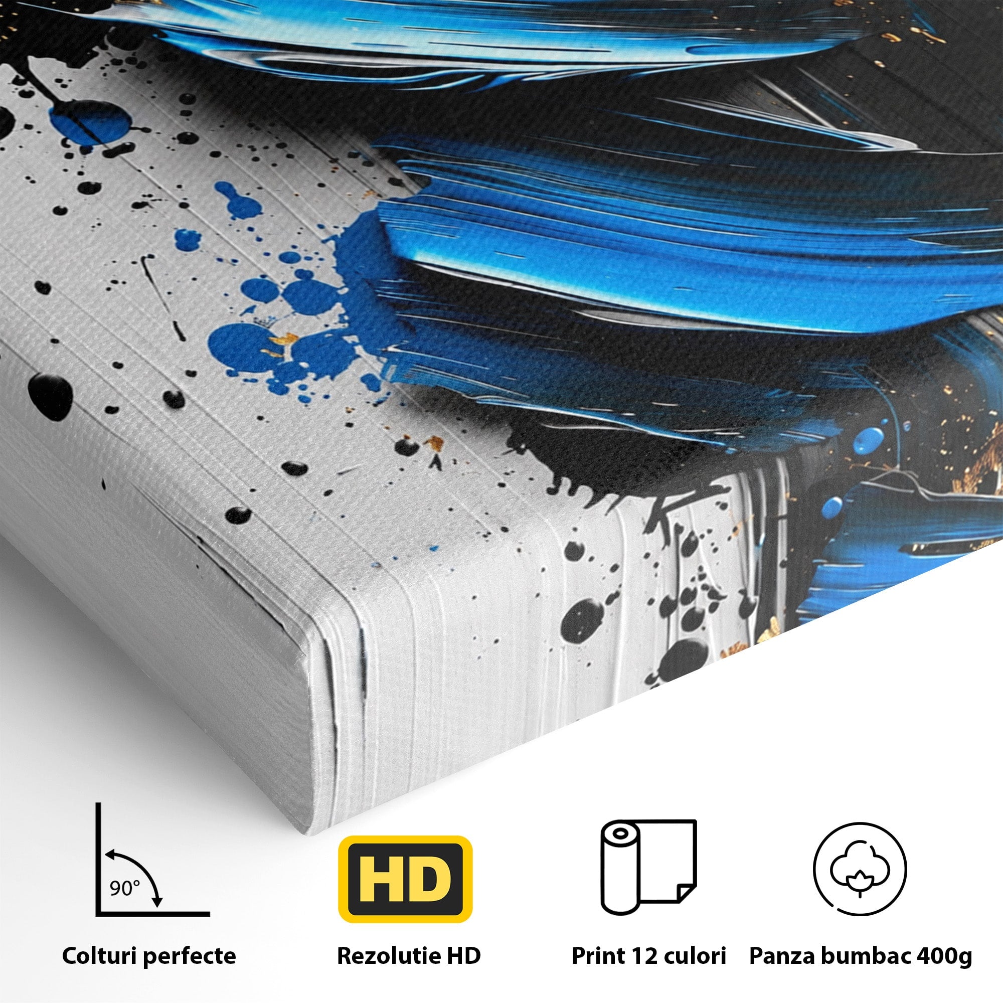 Tablou Canvas Premium LuxCanva® C1397, Abstractie Albastra, Abstract, Modern, Arta Contemporana, Dormitor, Birou, Culori Vibrante
