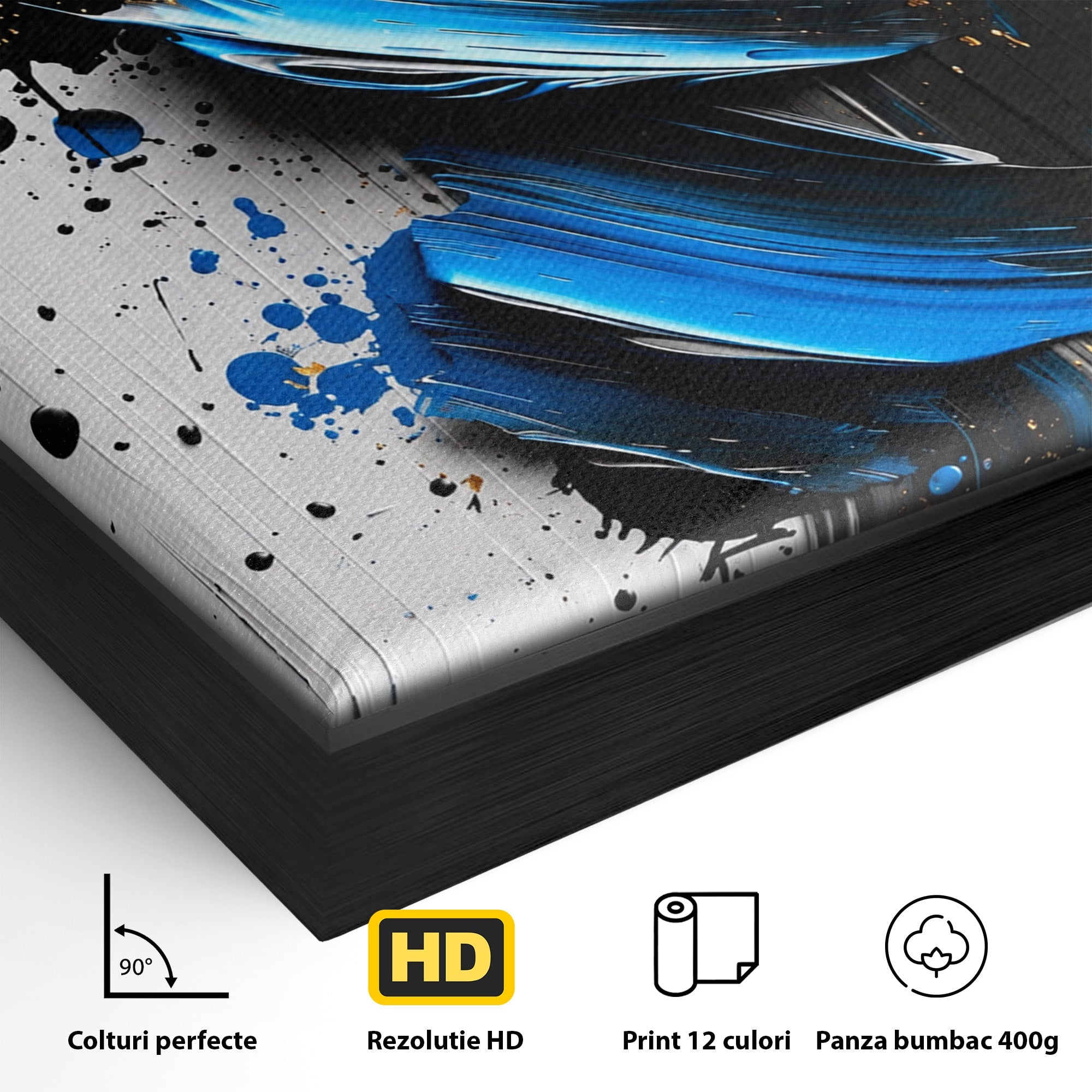 Tablou Canvas Premium LuxCanva® C1397, Abstractie Albastra, Abstract, Modern, Arta Contemporana, Dormitor, Birou, Culori Vibrante