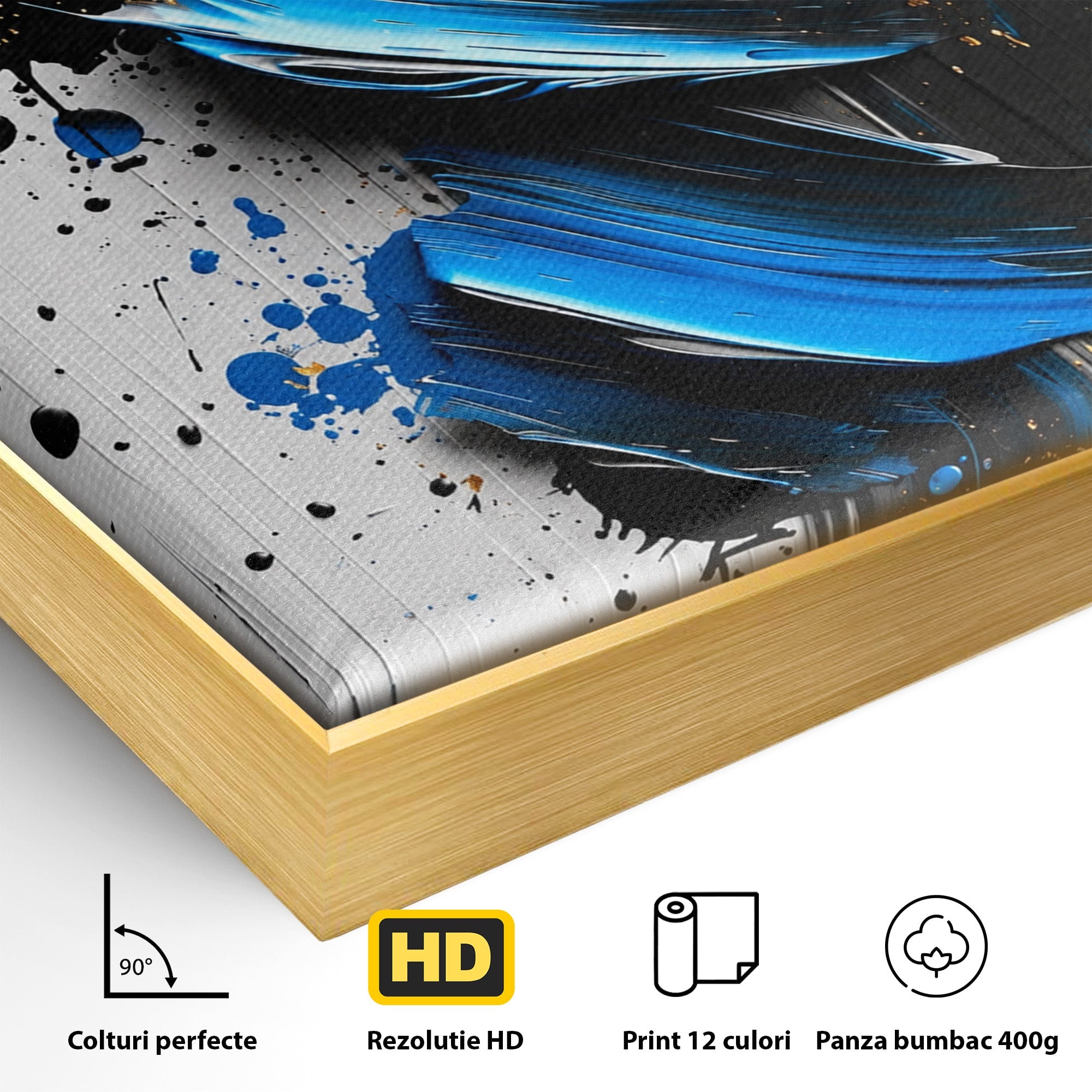 Tablou Canvas Premium LuxCanva® C1397, Abstractie Albastra, Abstract, Modern, Arta Contemporana, Dormitor, Birou, Culori Vibrante