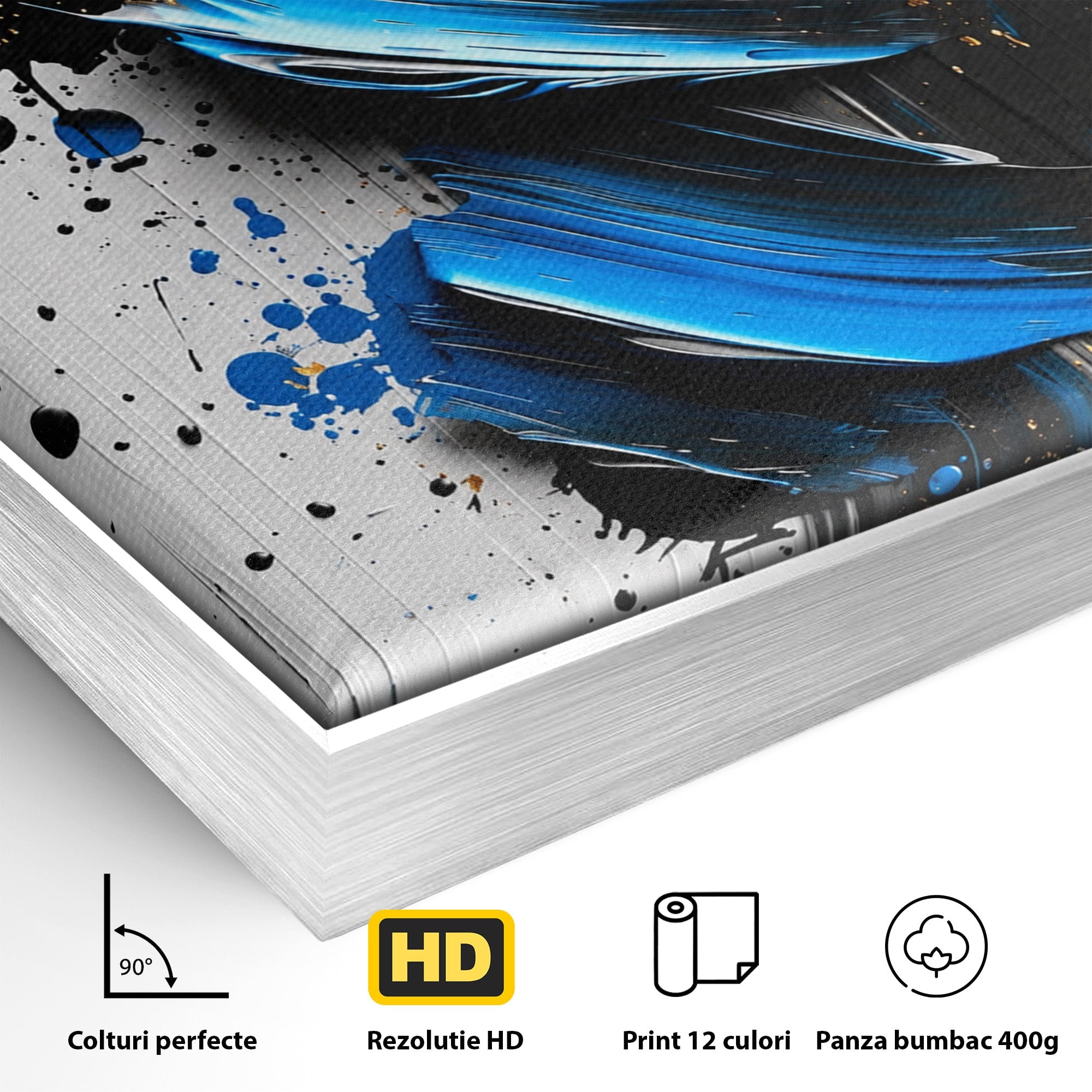 Tablou Canvas Premium LuxCanva® C1397, Abstractie Albastra, Abstract, Modern, Arta Contemporana, Dormitor, Birou, Culori Vibrante