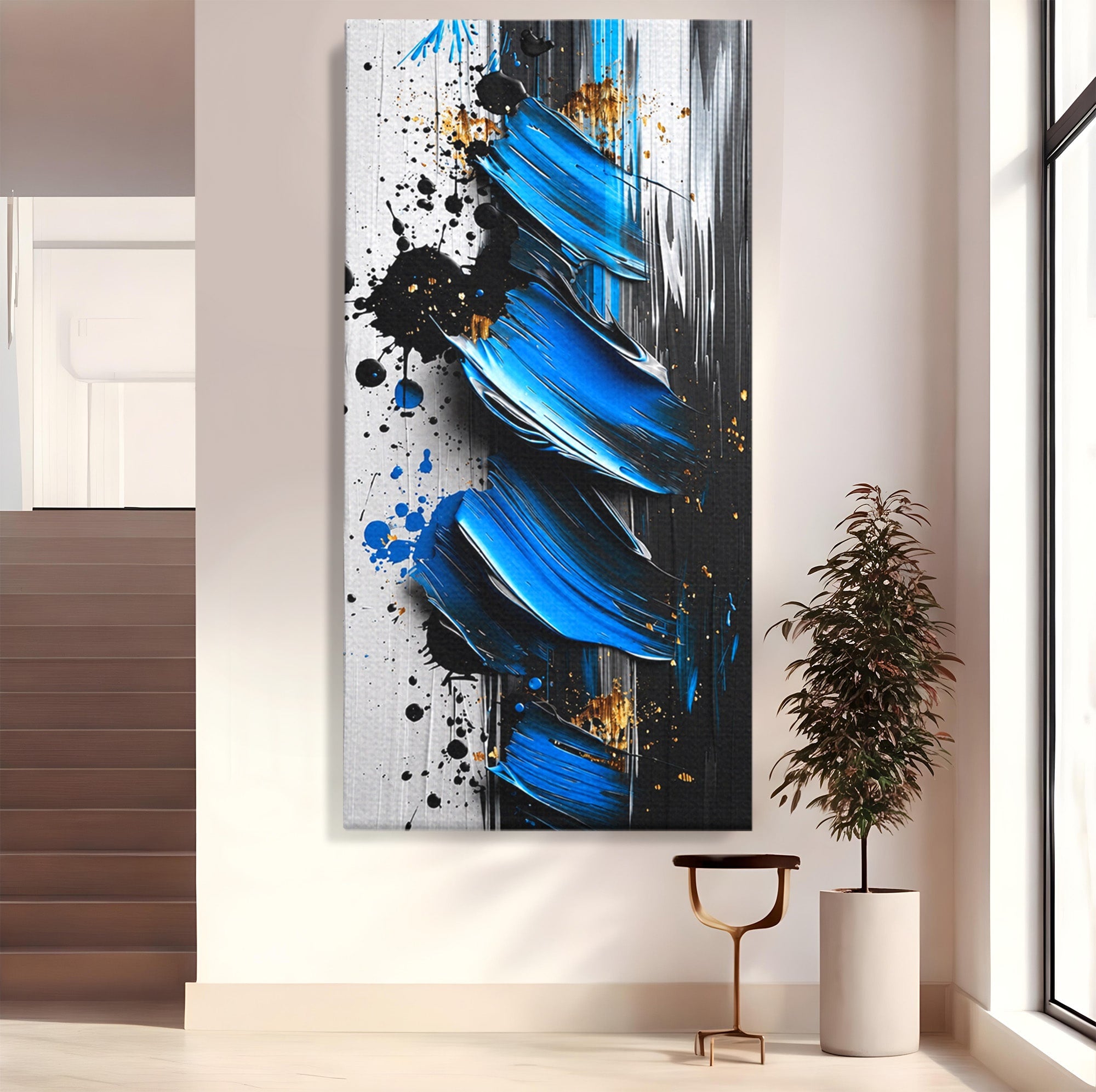 Tablou Canvas Premium LuxCanva® C1397, Abstractie Albastra, Abstract, Modern, Arta Contemporana, Dormitor, Birou, Culori Vibrante