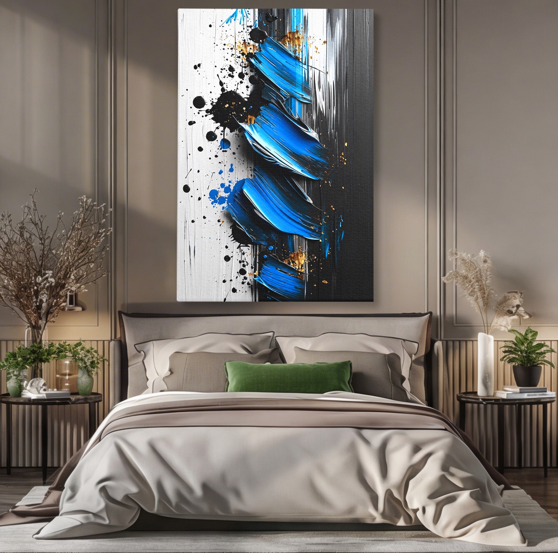 Tablou Canvas Premium LuxCanva® C1397, Abstractie Albastra, Abstract, Modern, Arta Contemporana, Dormitor, Birou, Culori Vibrante