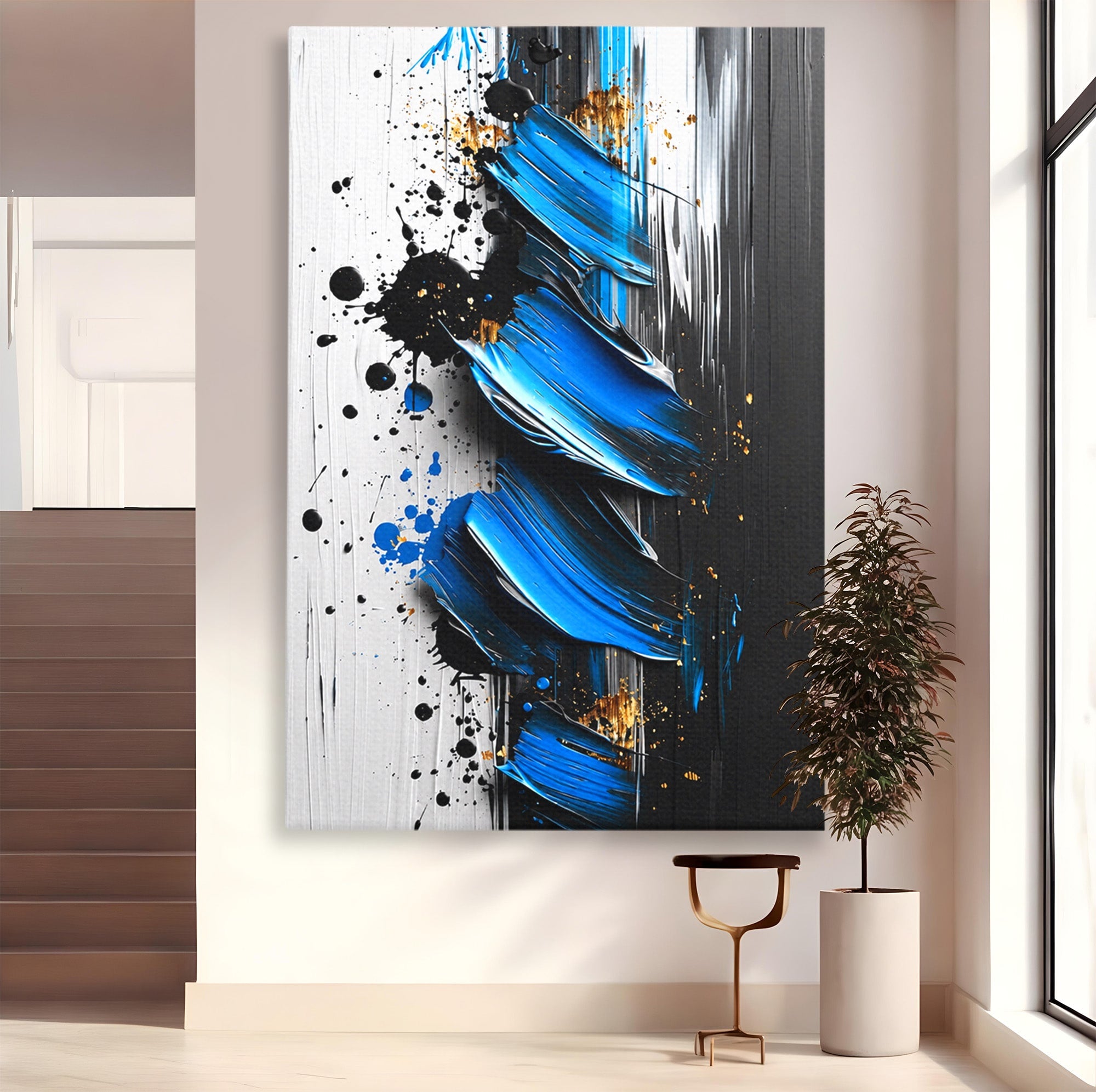 Tablou Canvas Premium LuxCanva® C1397, Abstractie Albastra, Abstract, Modern, Arta Contemporana, Dormitor, Birou, Culori Vibrante