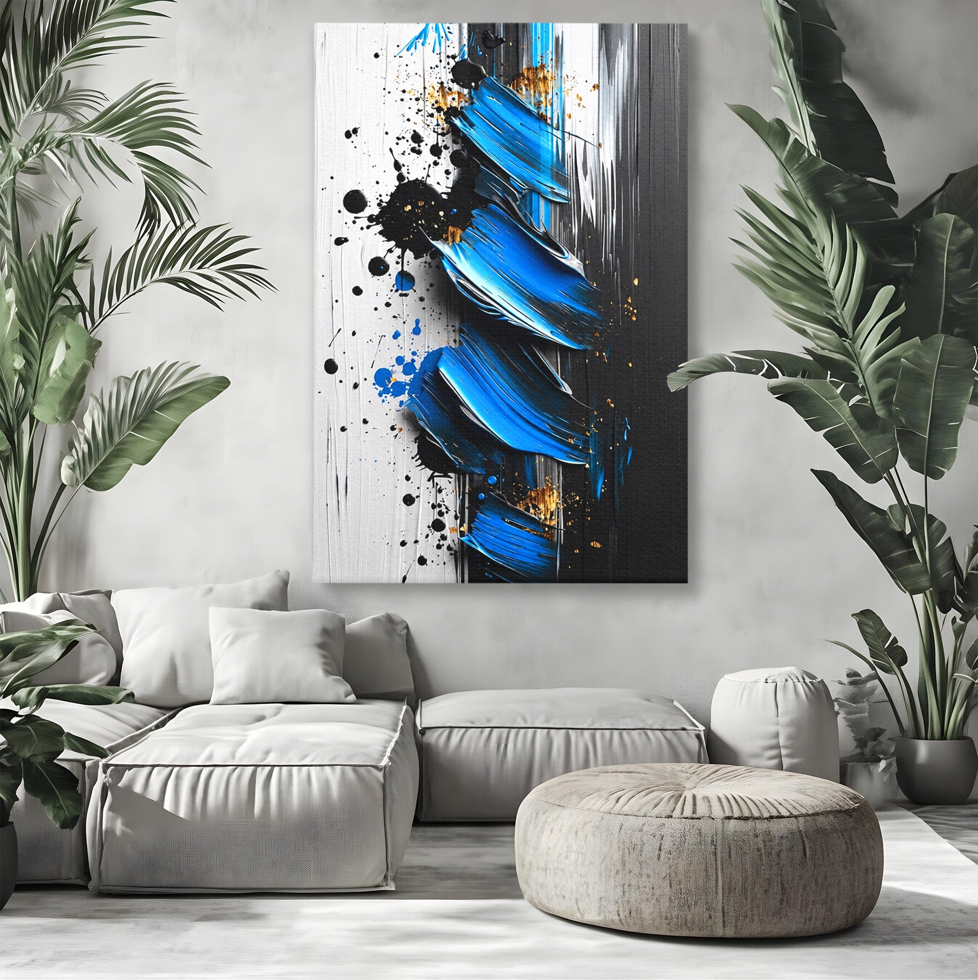 Tablou Canvas Premium LuxCanva® C1397, Abstractie Albastra, Abstract, Modern, Arta Contemporana, Dormitor, Birou, Culori Vibrante