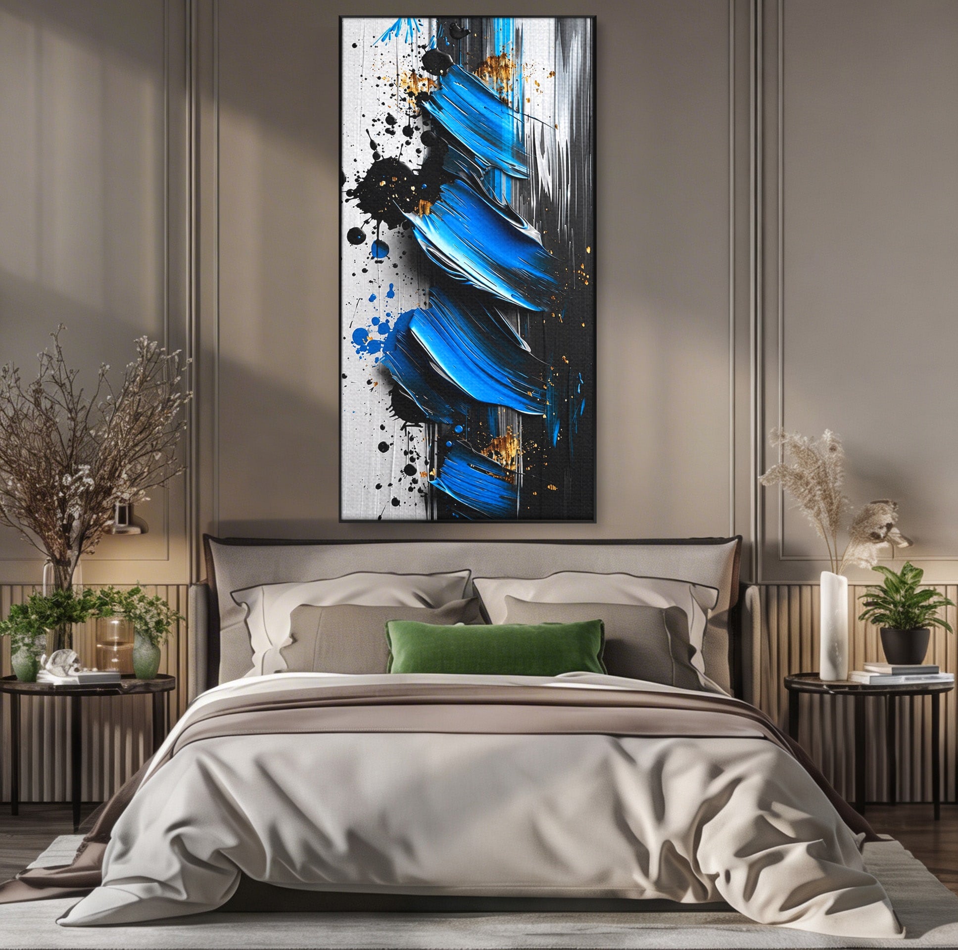 Tablou Canvas Premium LuxCanva® C1397, Abstractie Albastra, Abstract, Modern, Arta Contemporana, Dormitor, Birou, Culori Vibrante