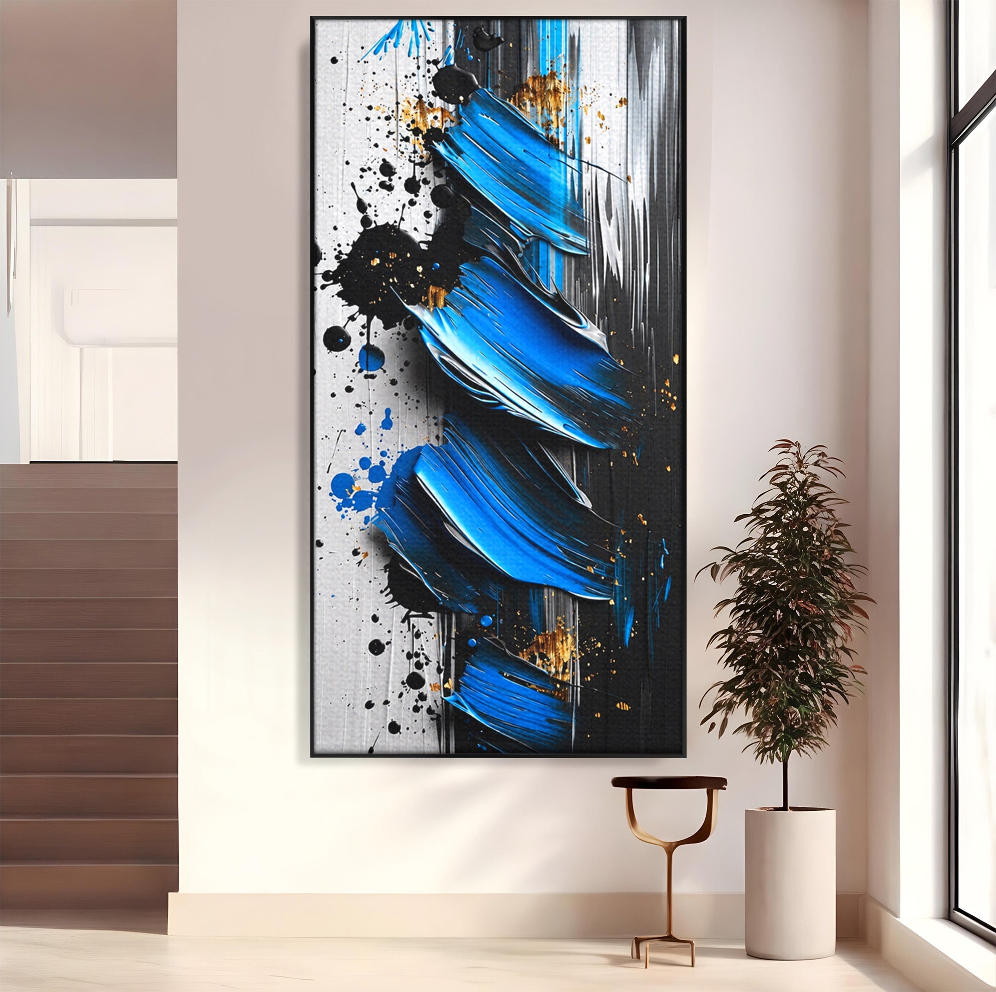 Tablou Canvas Premium LuxCanva® C1397, Abstractie Albastra, Abstract, Modern, Arta Contemporana, Dormitor, Birou, Culori Vibrante