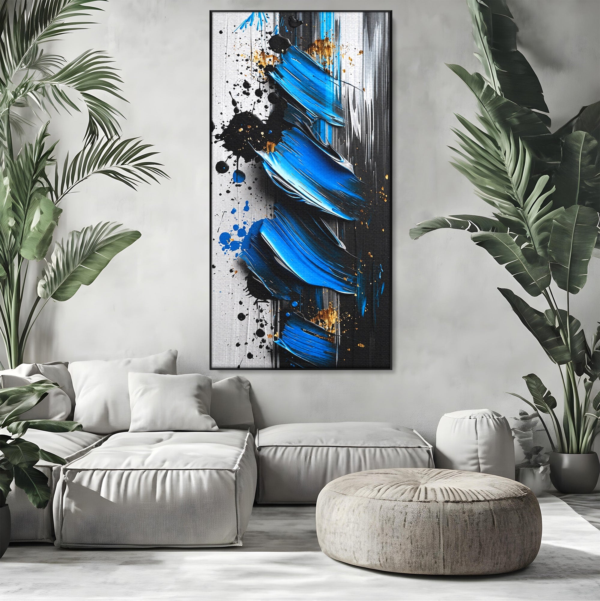 Tablou Canvas Premium LuxCanva® C1397, Abstractie Albastra, Abstract, Modern, Arta Contemporana, Dormitor, Birou, Culori Vibrante