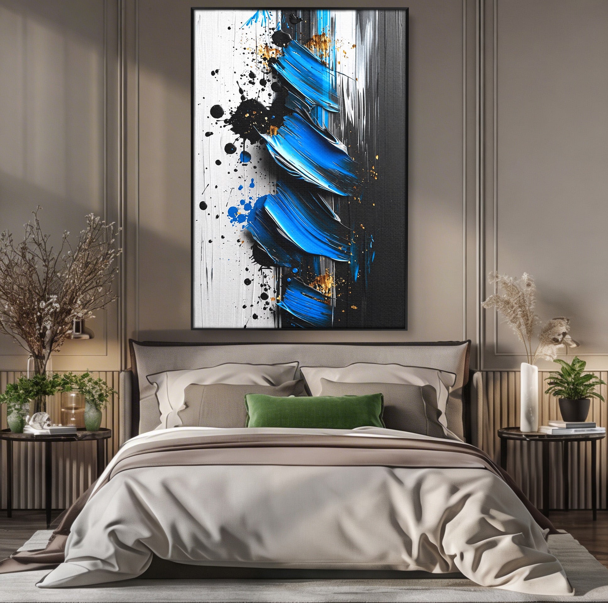 Tablou Canvas Premium LuxCanva® C1397, Abstractie Albastra, Abstract, Modern, Arta Contemporana, Dormitor, Birou, Culori Vibrante
