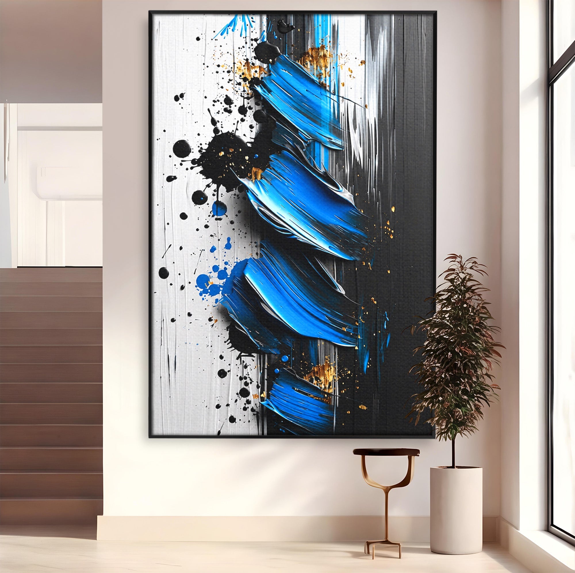 Tablou Canvas Premium LuxCanva® C1397, Abstractie Albastra, Abstract, Modern, Arta Contemporana, Dormitor, Birou, Culori Vibrante