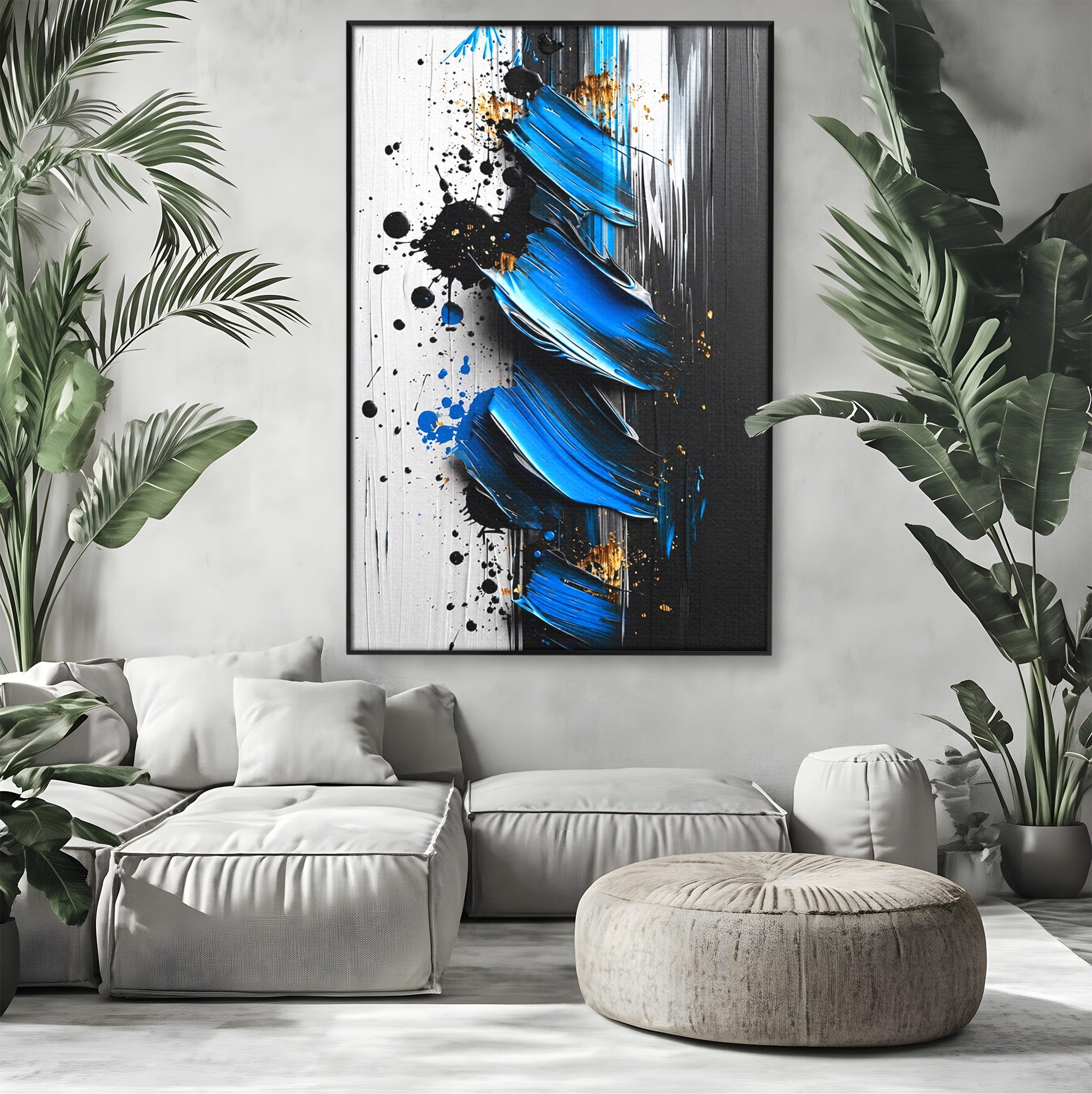 Tablou Canvas Premium LuxCanva® C1397, Abstractie Albastra, Abstract, Modern, Arta Contemporana, Dormitor, Birou, Culori Vibrante