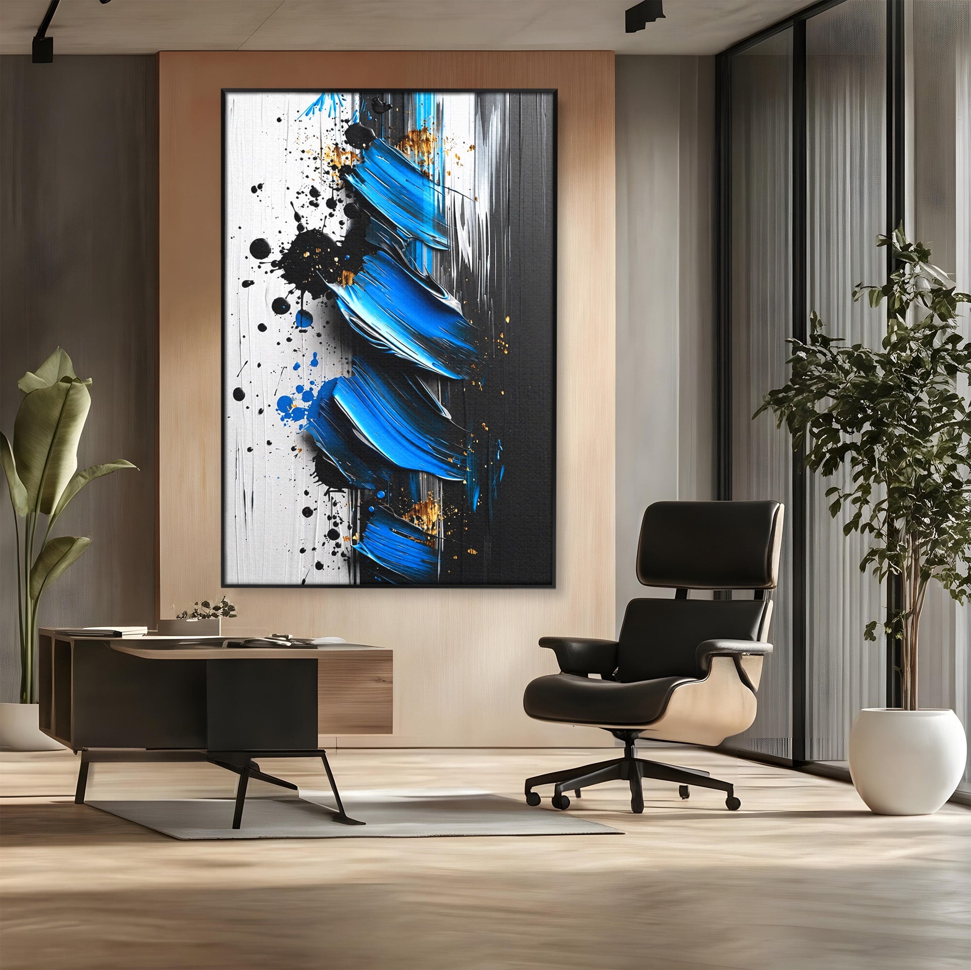 Tablou Canvas Premium LuxCanva® C1397, Abstractie Albastra, Abstract, Modern, Arta Contemporana, Dormitor, Birou, Culori Vibrante