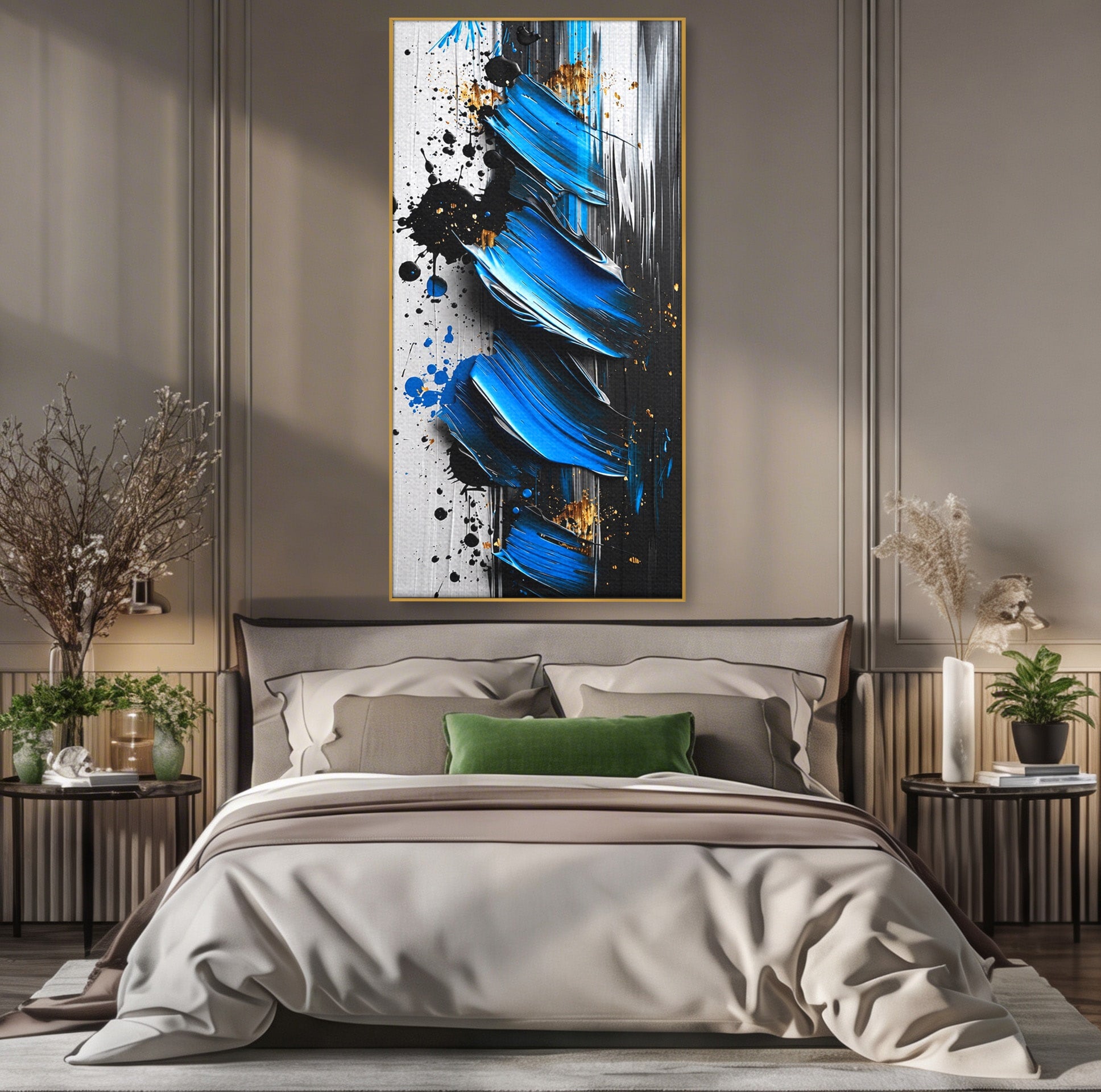 Tablou Canvas Premium LuxCanva® C1397, Abstractie Albastra, Abstract, Modern, Arta Contemporana, Dormitor, Birou, Culori Vibrante