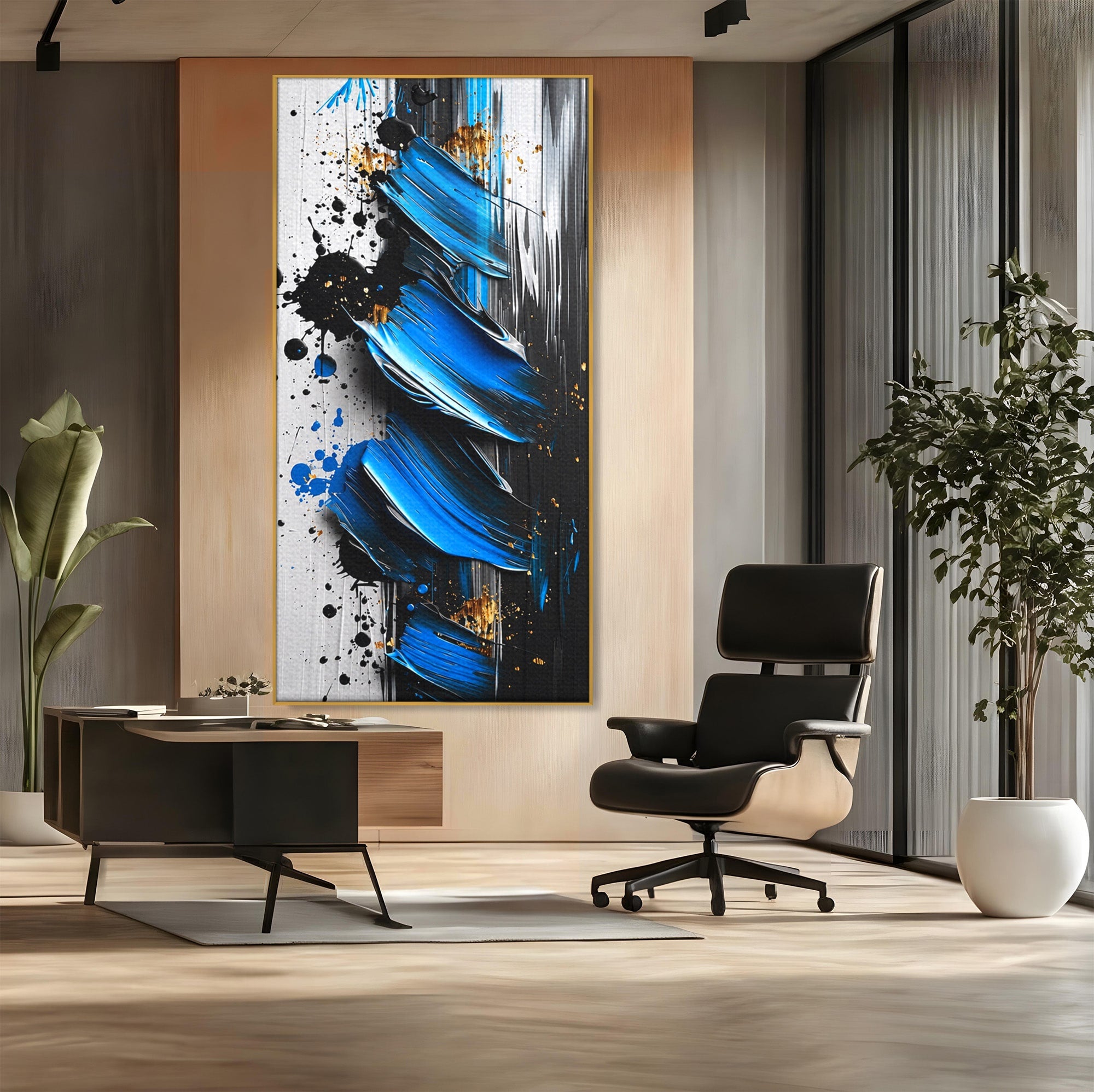Tablou Canvas Premium LuxCanva® C1397, Abstractie Albastra, Abstract, Modern, Arta Contemporana, Dormitor, Birou, Culori Vibrante
