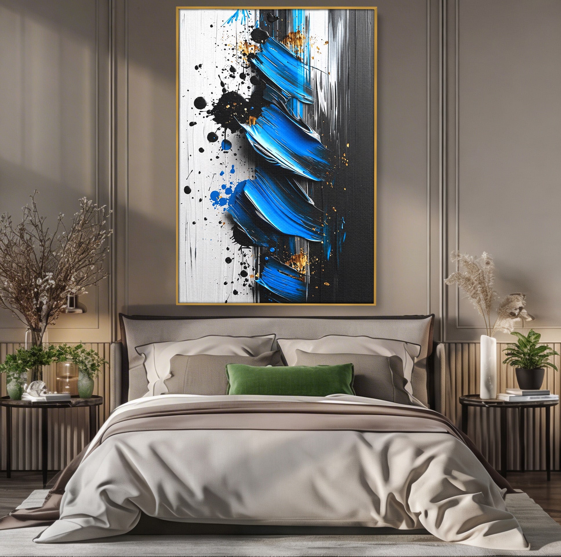Tablou Canvas Premium LuxCanva® C1397, Abstractie Albastra, Abstract, Modern, Arta Contemporana, Dormitor, Birou, Culori Vibrante