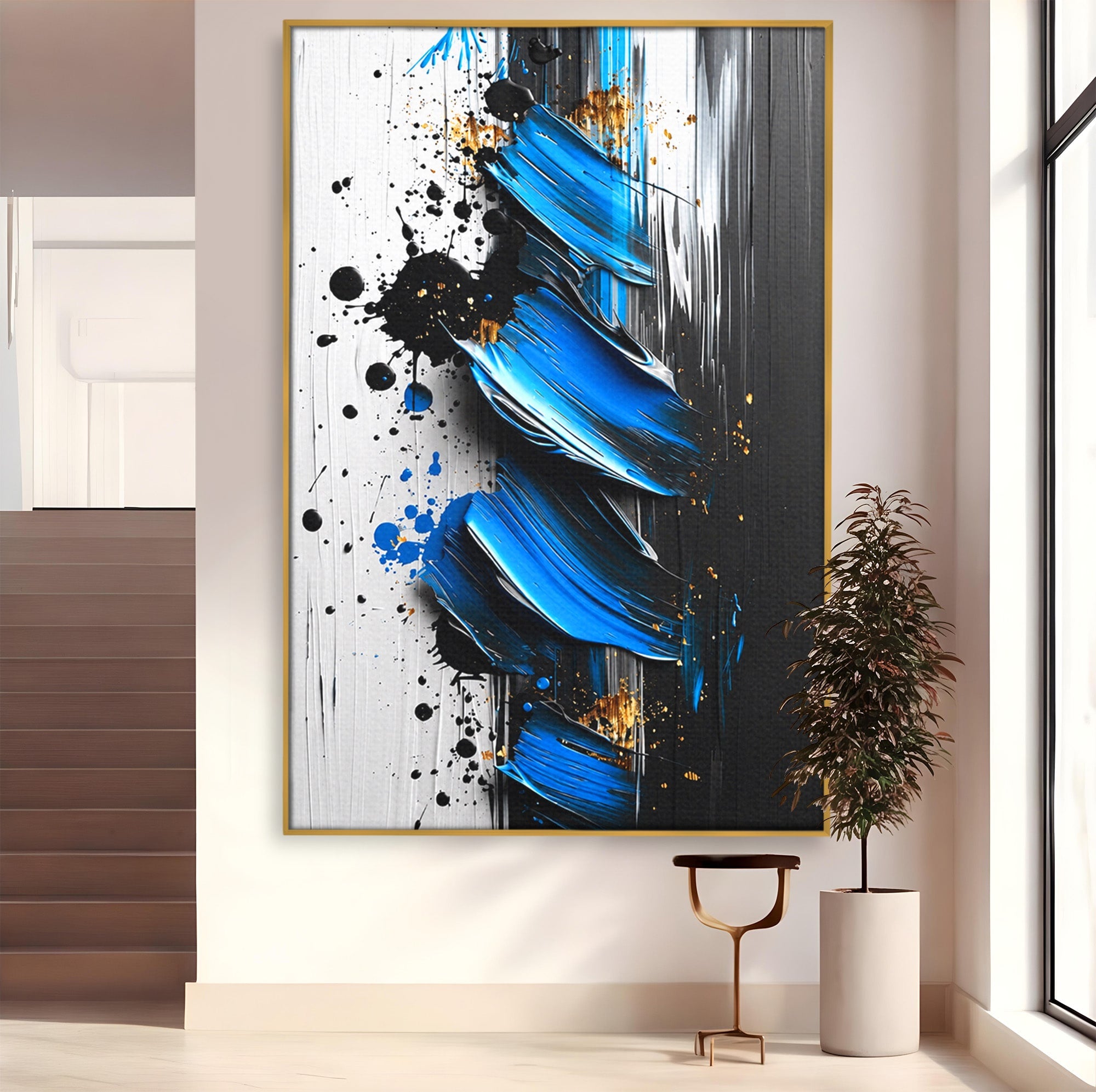 Tablou Canvas Premium LuxCanva® C1397, Abstractie Albastra, Abstract, Modern, Arta Contemporana, Dormitor, Birou, Culori Vibrante