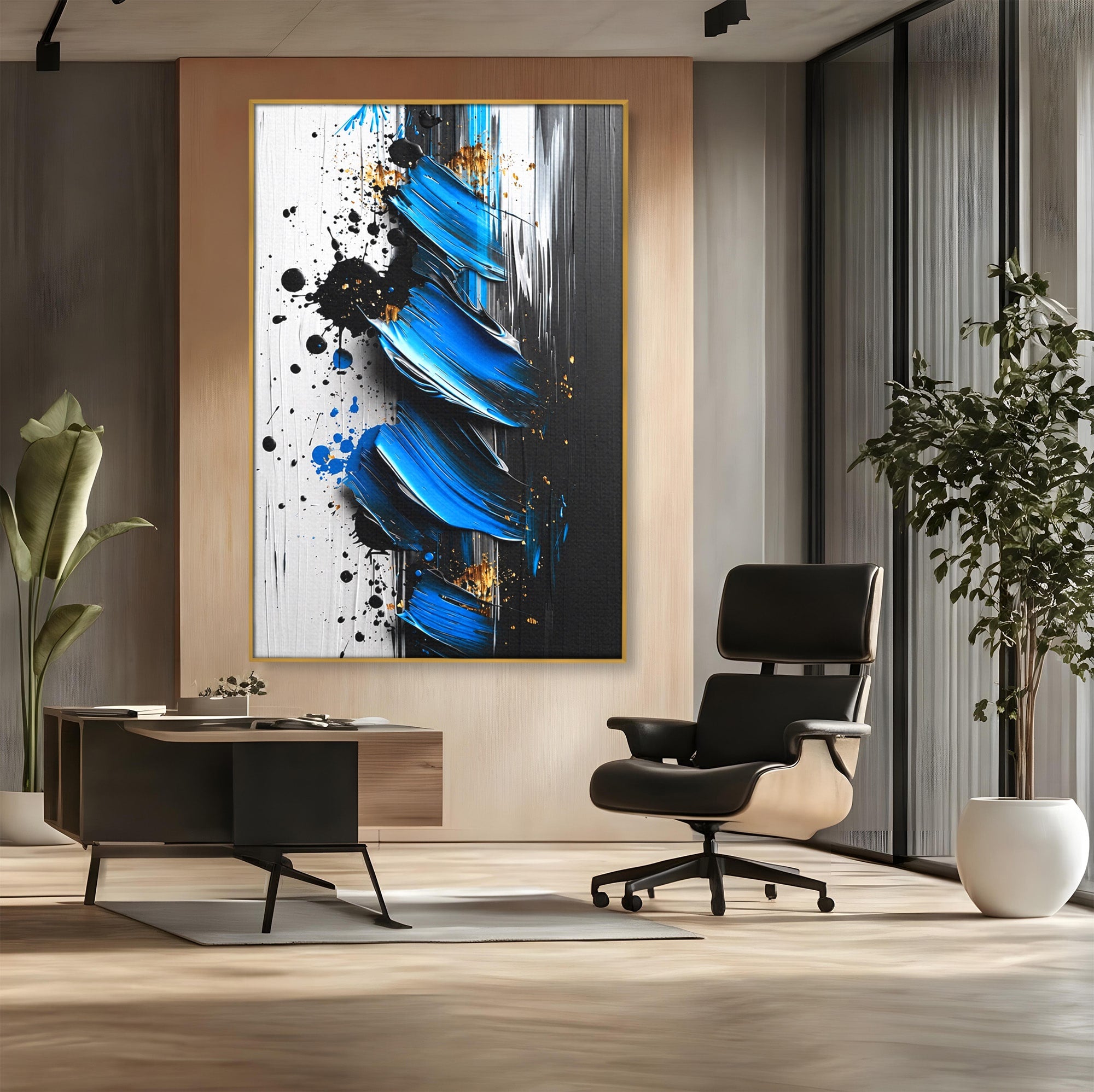 Tablou Canvas Premium LuxCanva® C1397, Abstractie Albastra, Abstract, Modern, Arta Contemporana, Dormitor, Birou, Culori Vibrante