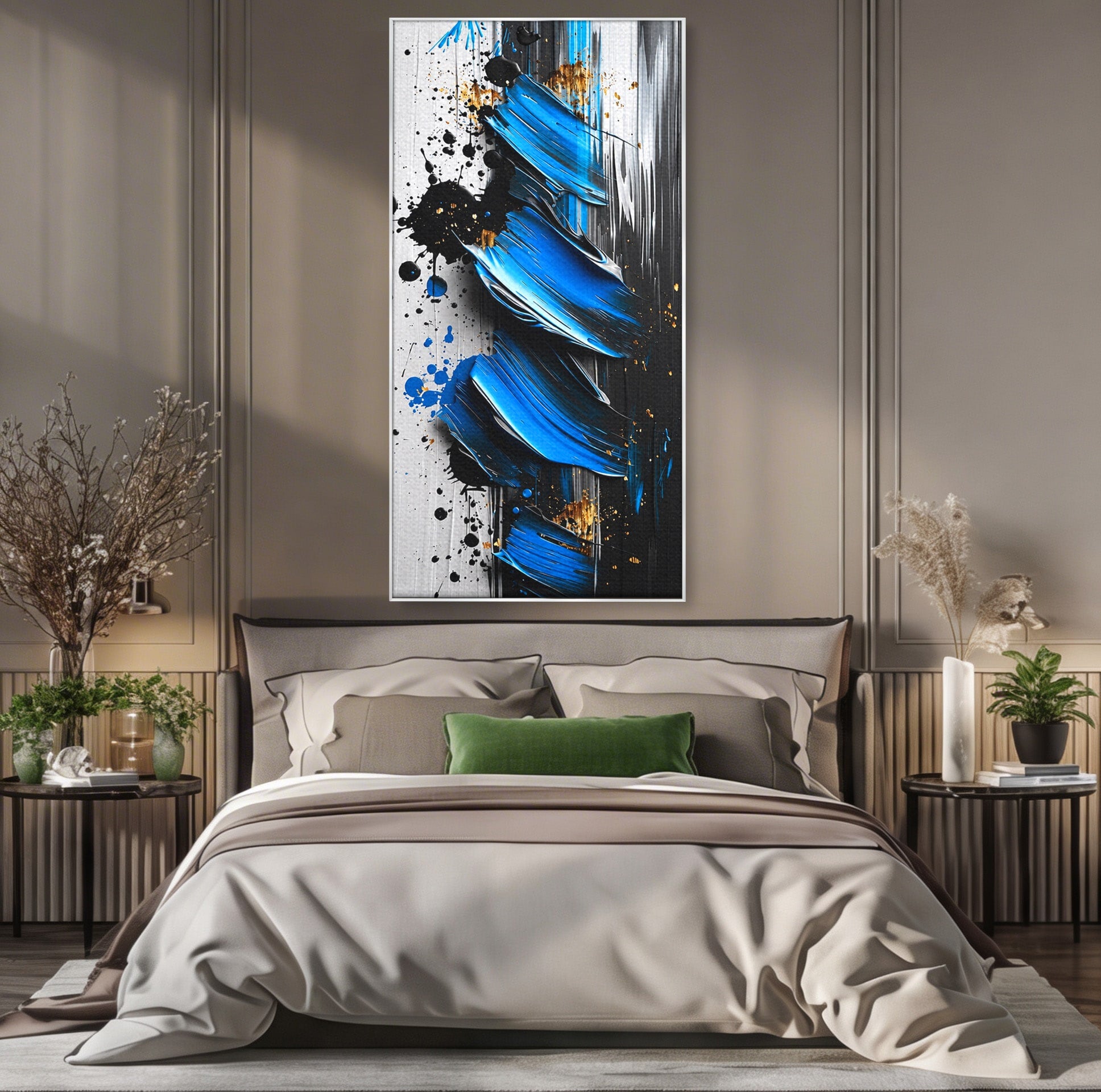 Tablou Canvas Premium LuxCanva® C1397, Abstractie Albastra, Abstract, Modern, Arta Contemporana, Dormitor, Birou, Culori Vibrante