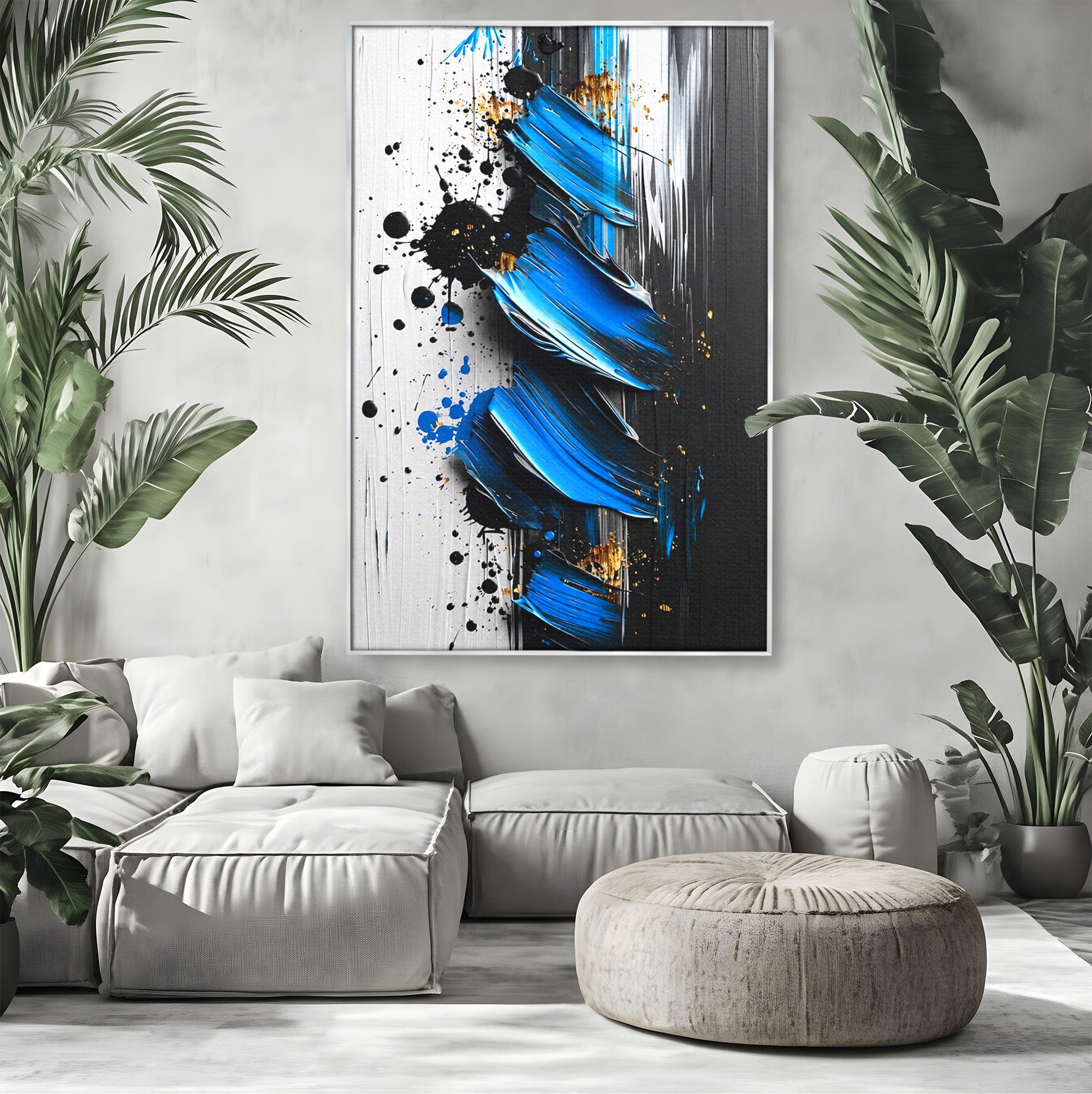 Tablou Canvas Premium LuxCanva® C1397, Abstractie Albastra, Abstract, Modern, Arta Contemporana, Dormitor, Birou, Culori Vibrante