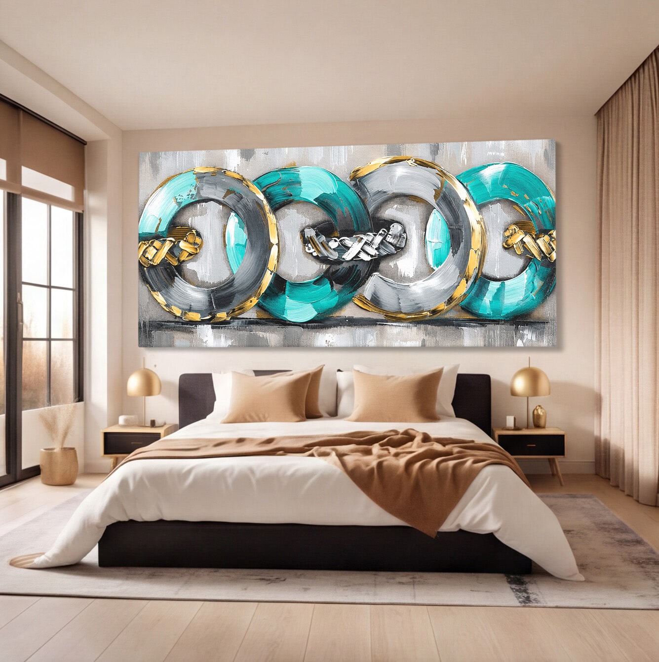 Tablou Canvas Premium LuxCanva® C1398, Inele Abstracte, Abstract, Inele, Modern, Birou, Living, Culori Vibrante