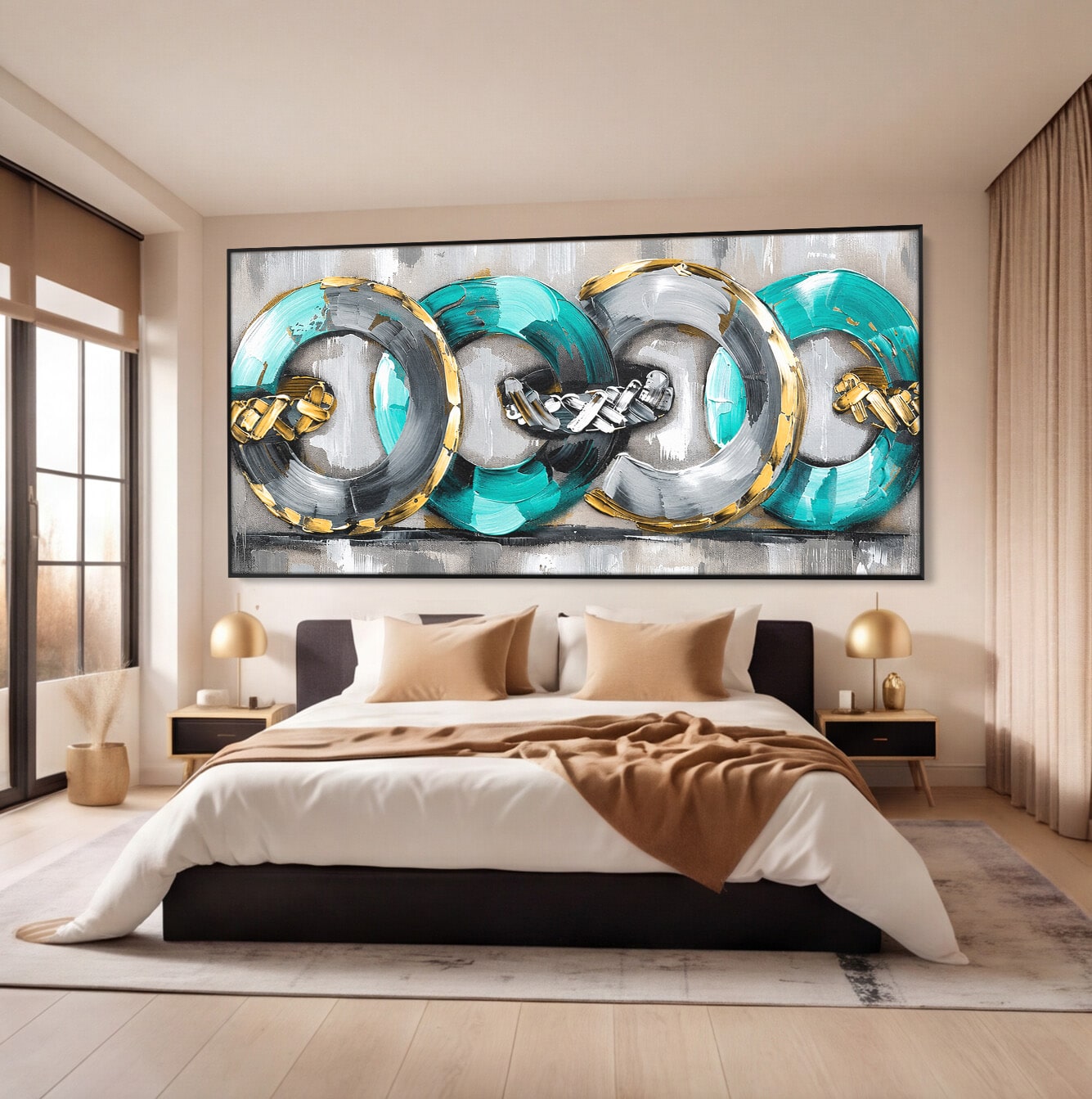 Tablou Canvas Premium LuxCanva® C1398, Inele Abstracte, Abstract, Inele, Modern, Birou, Living, Culori Vibrante