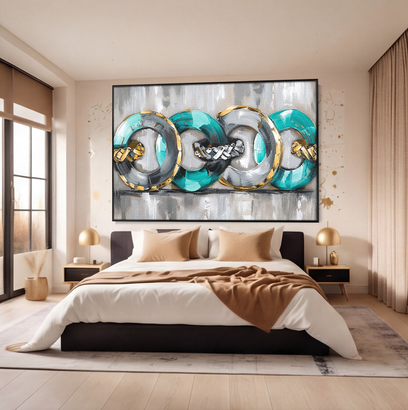 Tablou Canvas Premium LuxCanva® C1398, Inele Abstracte, Abstract, Inele, Modern, Birou, Living, Culori Vibrante