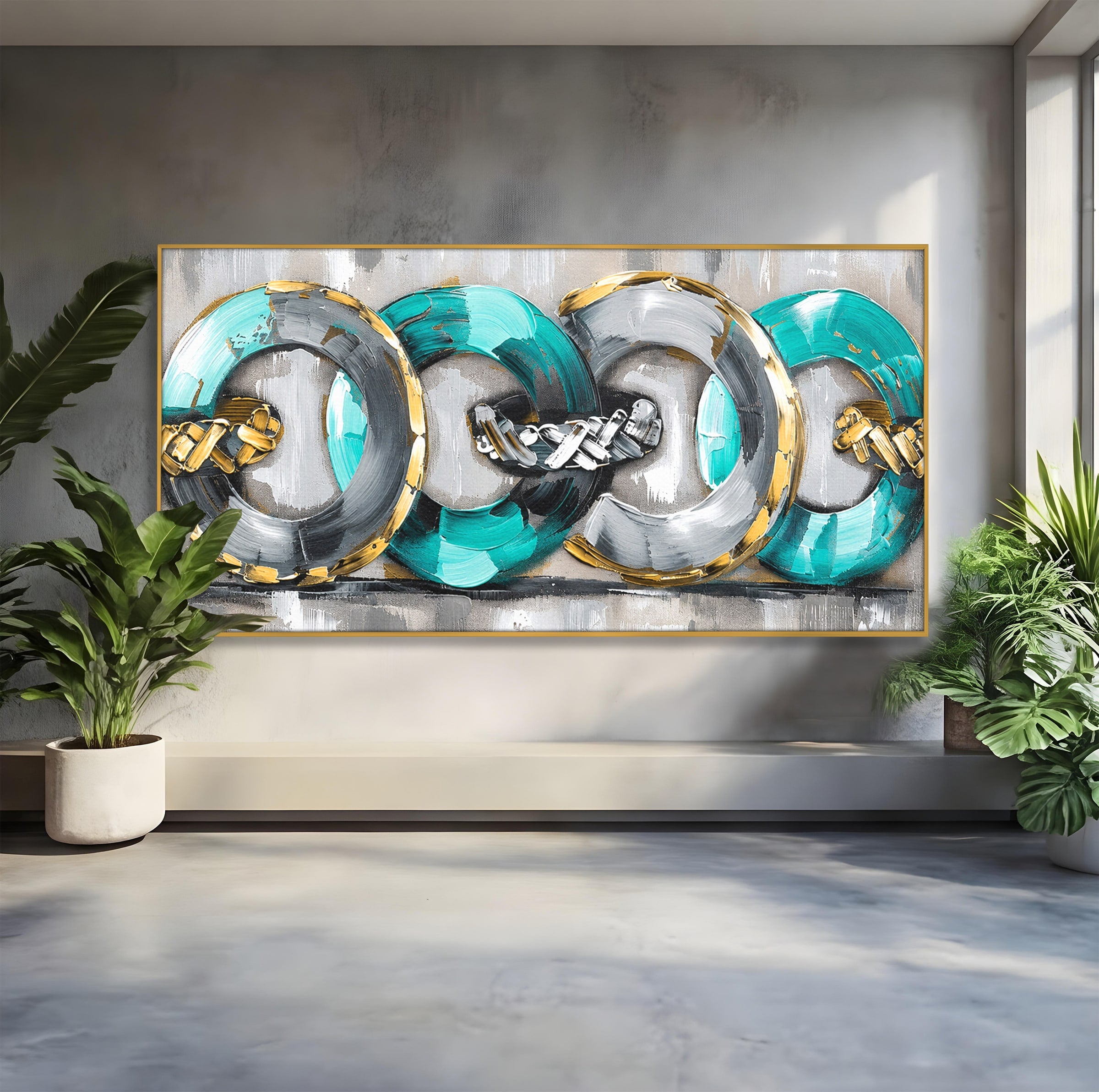 Tablou Canvas Premium LuxCanva® C1398, Inele Abstracte, Abstract, Inele, Modern, Birou, Living, Culori Vibrante