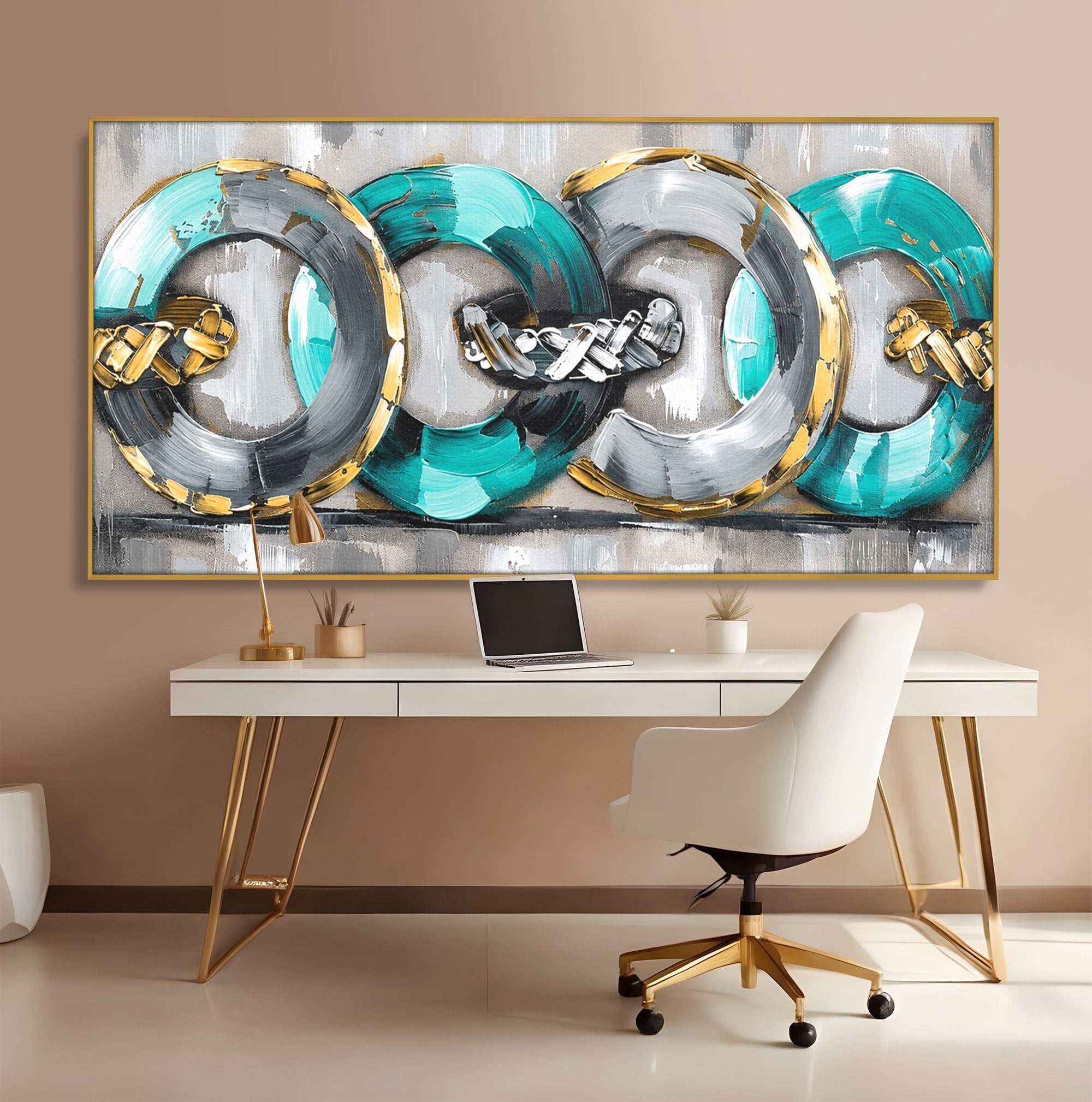 Tablou Canvas Premium LuxCanva® C1398, Inele Abstracte, Abstract, Inele, Modern, Birou, Living, Culori Vibrante