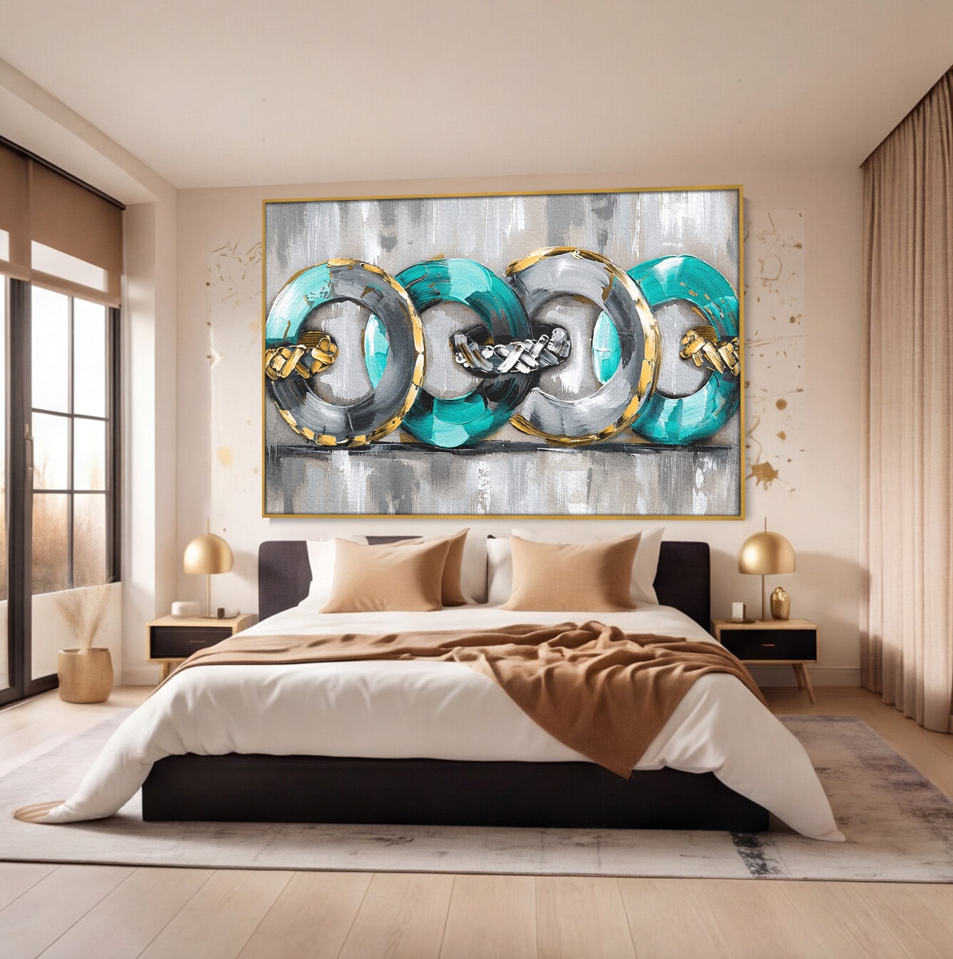Tablou Canvas Premium LuxCanva® C1398, Inele Abstracte, Abstract, Inele, Modern, Birou, Living, Culori Vibrante