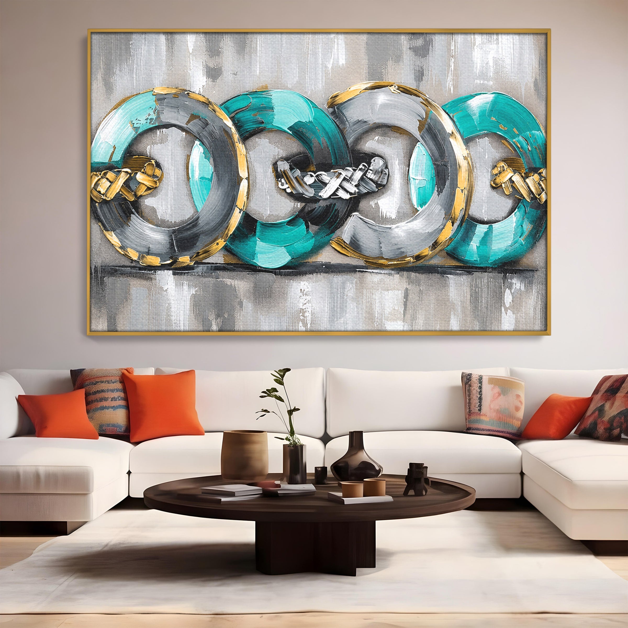 Tablou Canvas Premium LuxCanva® C1398, Inele Abstracte, Abstract, Inele, Modern, Birou, Living, Culori Vibrante