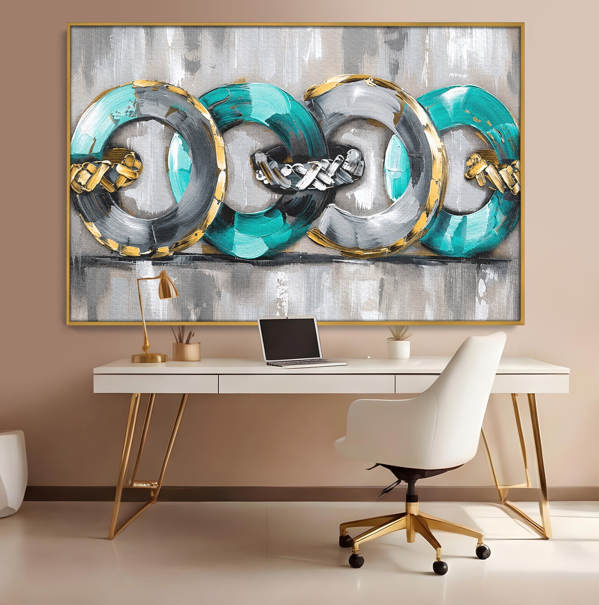 Tablou Canvas Premium LuxCanva® C1398, Inele Abstracte, Abstract, Inele, Modern, Birou, Living, Culori Vibrante