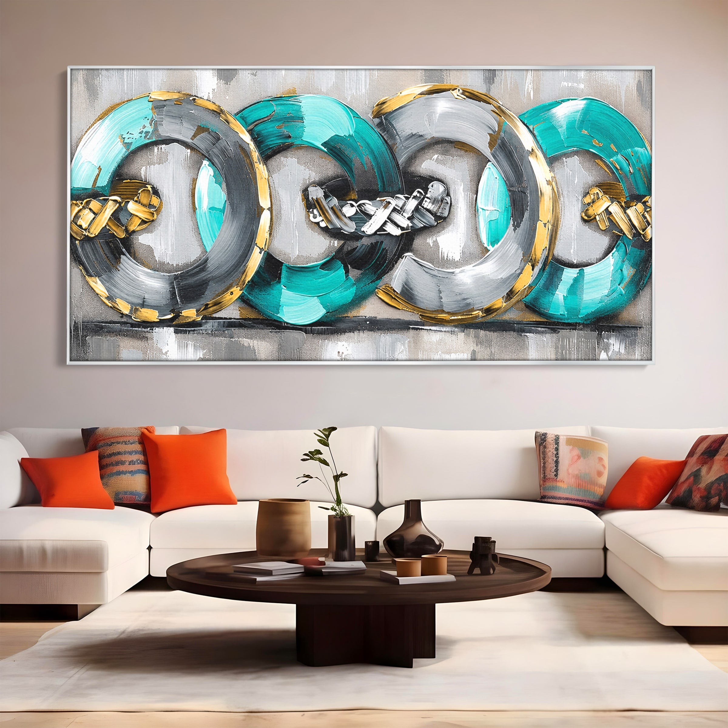 Tablou Canvas Premium LuxCanva® C1398, Inele Abstracte, Abstract, Inele, Modern, Birou, Living, Culori Vibrante