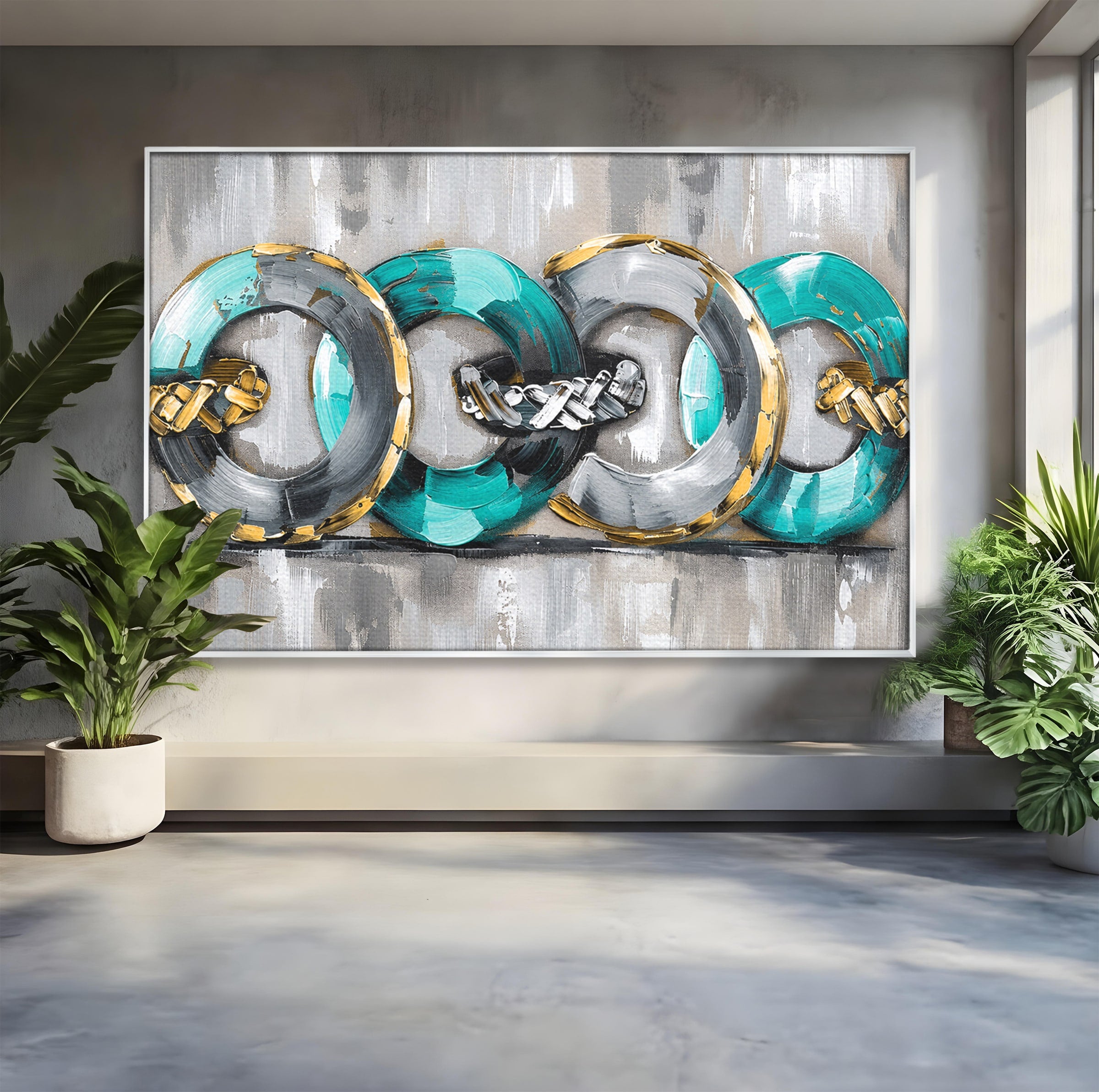 Tablou Canvas Premium LuxCanva® C1398, Inele Abstracte, Abstract, Inele, Modern, Birou, Living, Culori Vibrante