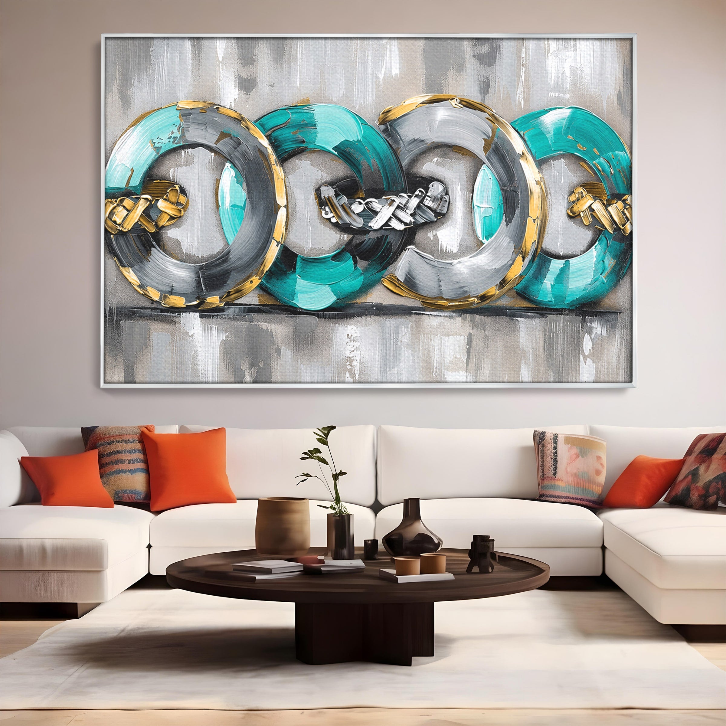 Tablou Canvas Premium LuxCanva® C1398, Inele Abstracte, Abstract, Inele, Modern, Birou, Living, Culori Vibrante