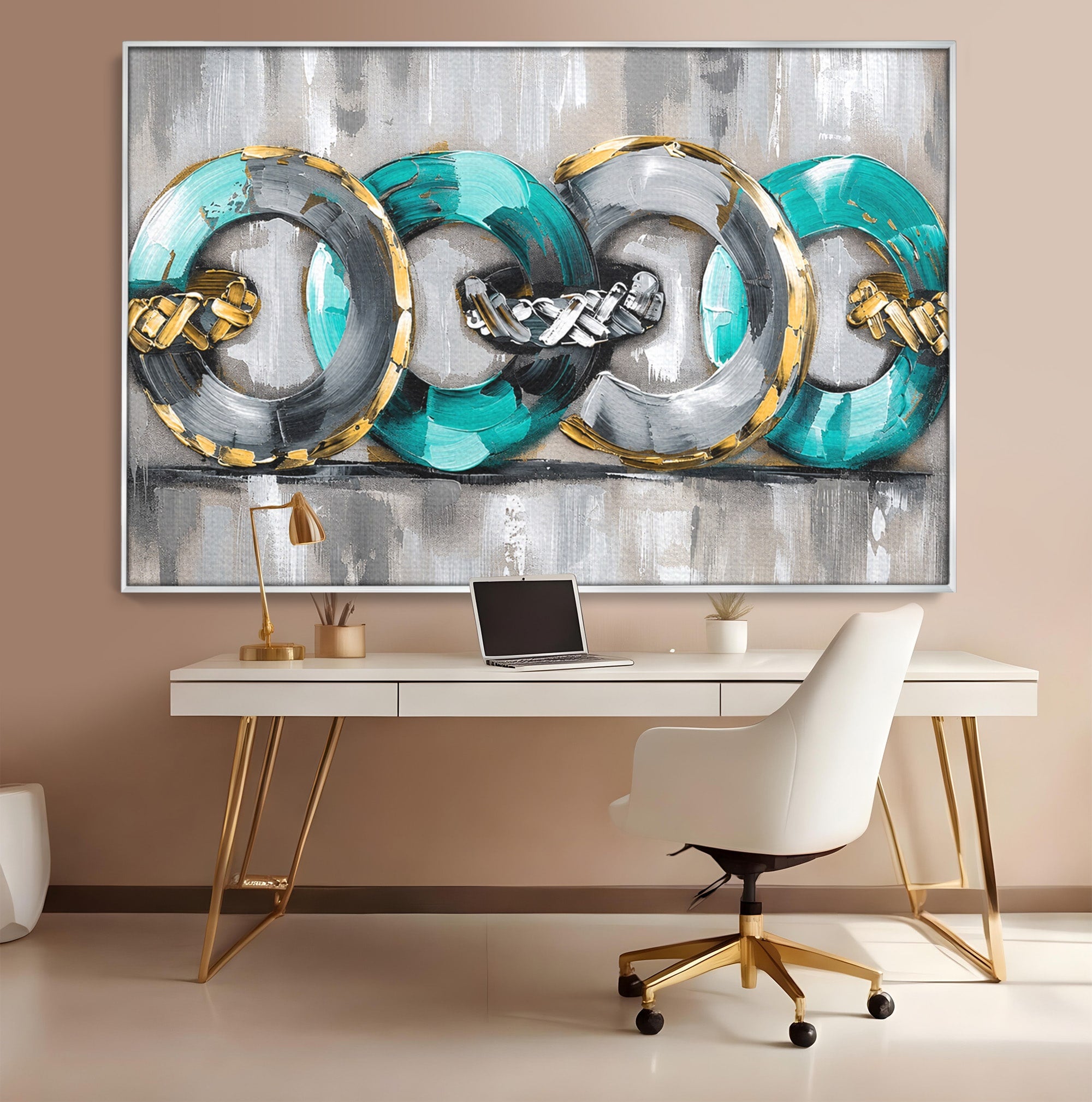 Tablou Canvas Premium LuxCanva® C1398, Inele Abstracte, Abstract, Inele, Modern, Birou, Living, Culori Vibrante