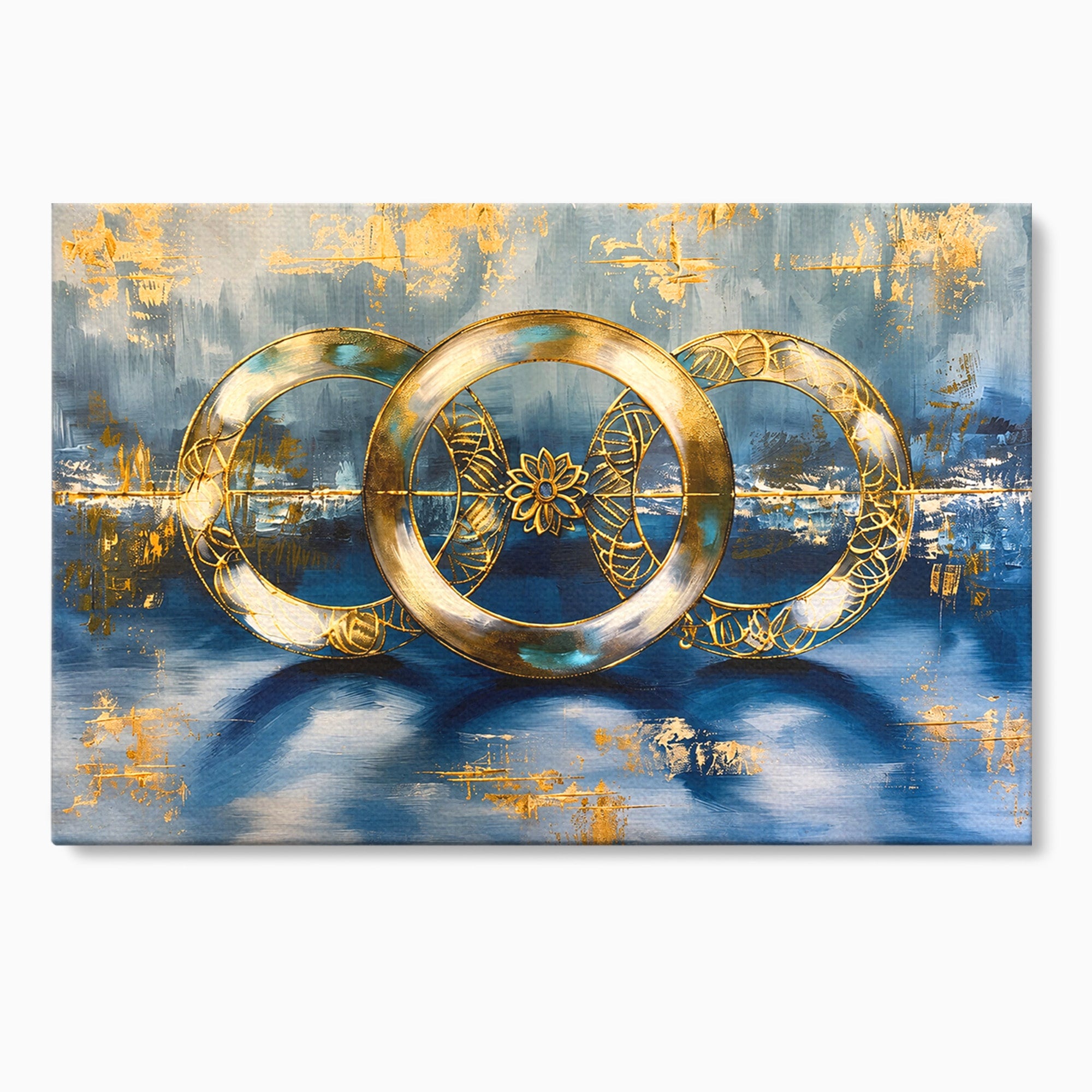 Tablou Canvas Premium LuxCanva® C1399, Cercuri Aurii Abstracte, Abstract, Cercuri, Auriu, Modern, Living, Culori Vibrante
