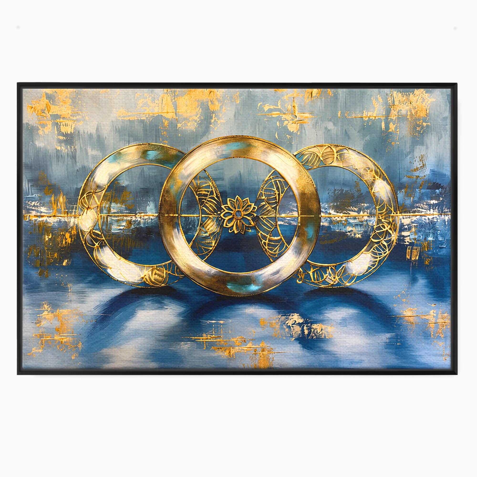 Tablou Canvas Premium LuxCanva® C1399, Cercuri Aurii Abstracte, Abstract, Cercuri, Auriu, Modern, Living, Culori Vibrante