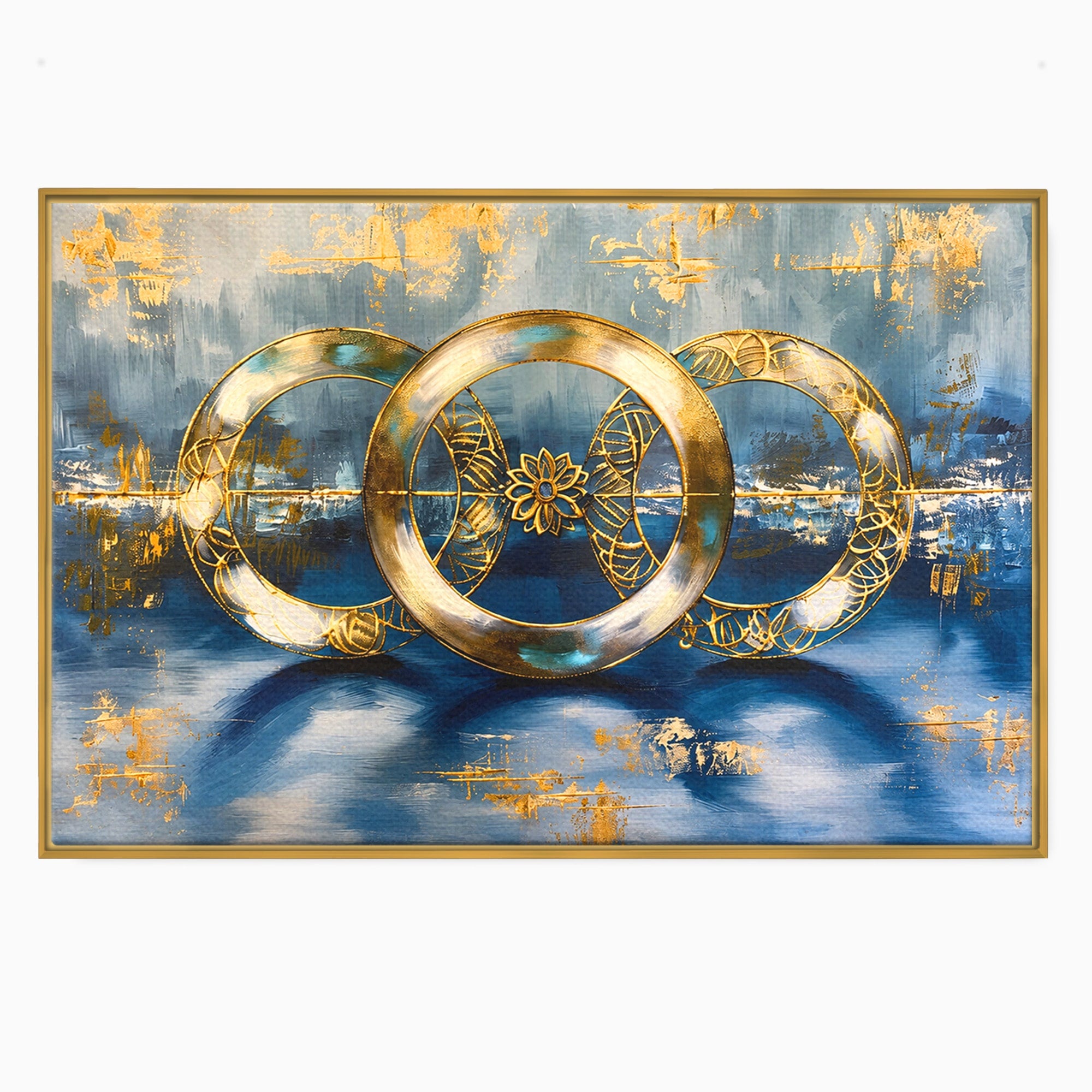 Tablou Canvas Premium LuxCanva® C1399, Cercuri Aurii Abstracte, Abstract, Cercuri, Auriu, Modern, Living, Culori Vibrante