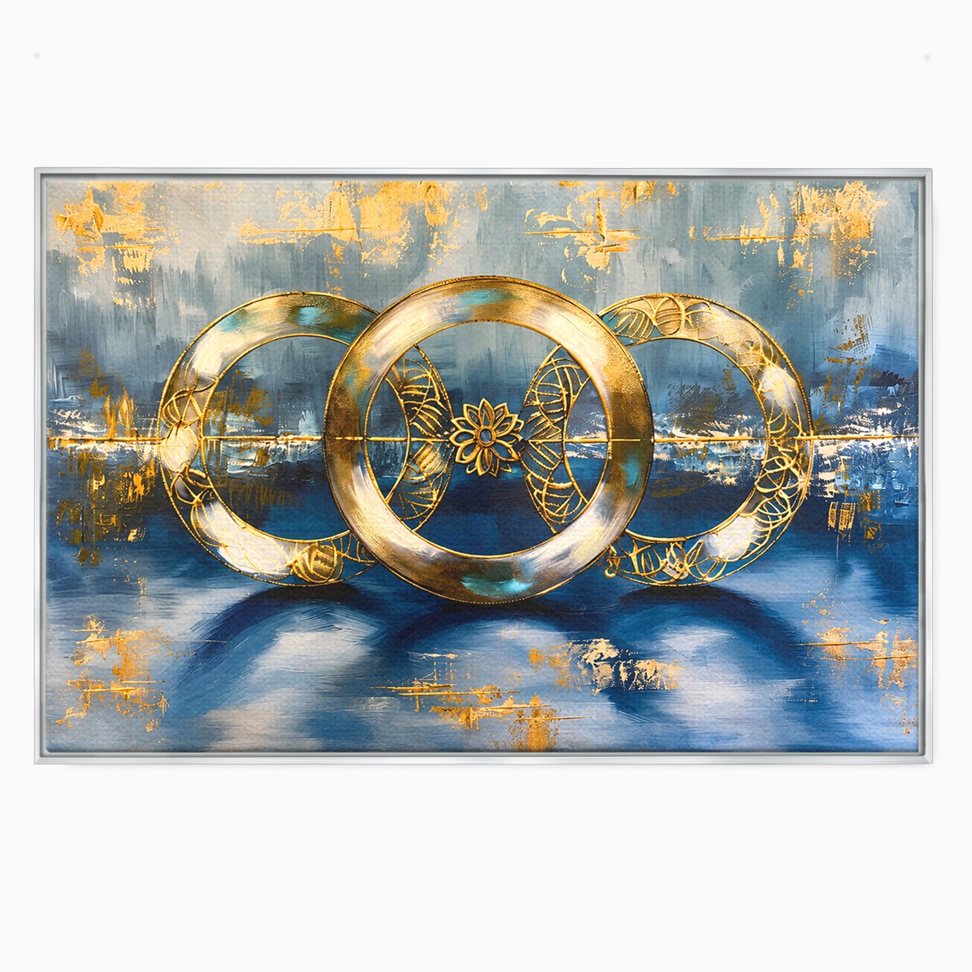 Tablou Canvas Premium LuxCanva® C1399, Cercuri Aurii Abstracte, Abstract, Cercuri, Auriu, Modern, Living, Culori Vibrante