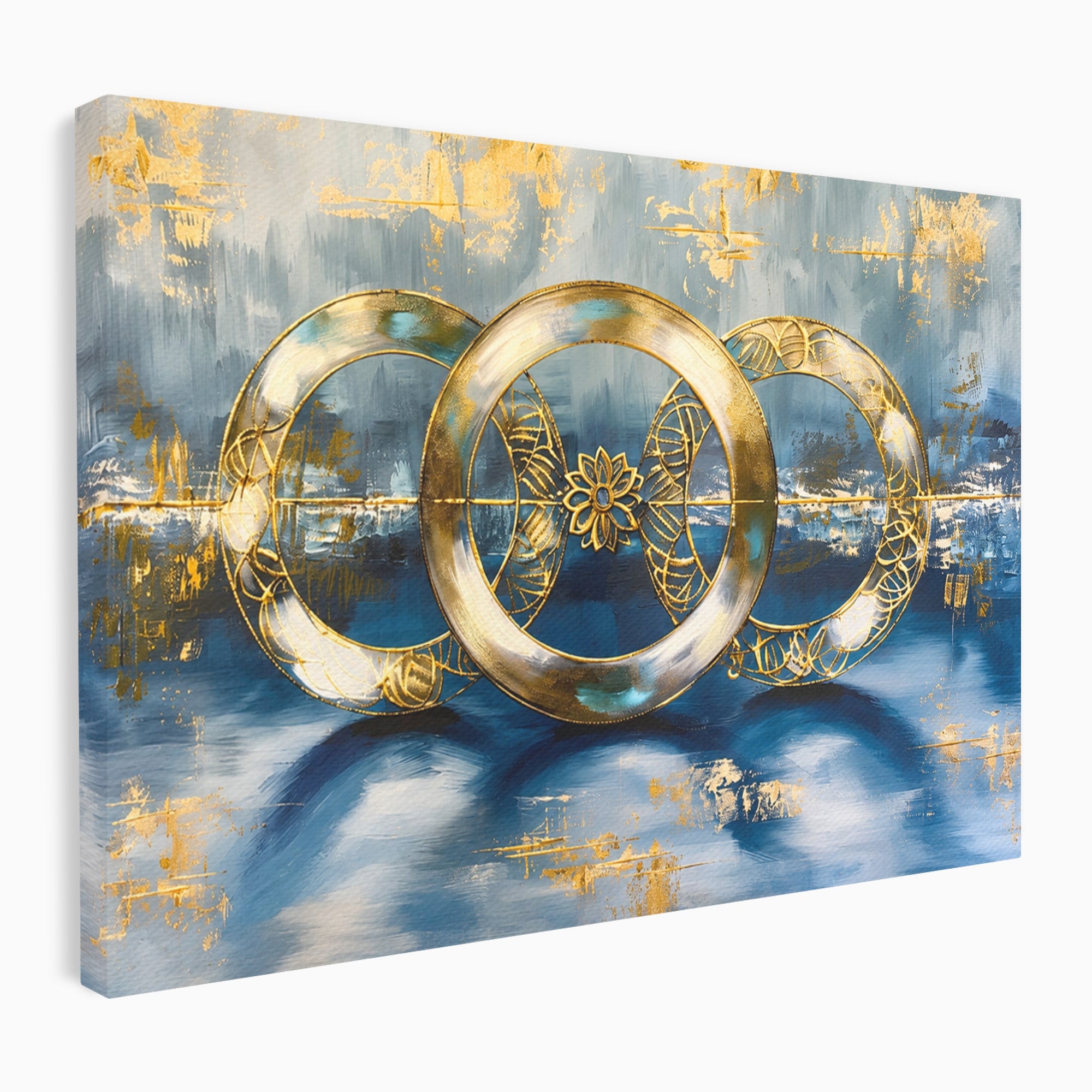 Tablou Canvas Premium LuxCanva® C1399, Cercuri Aurii Abstracte, Abstract, Cercuri, Auriu, Modern, Living, Culori Vibrante