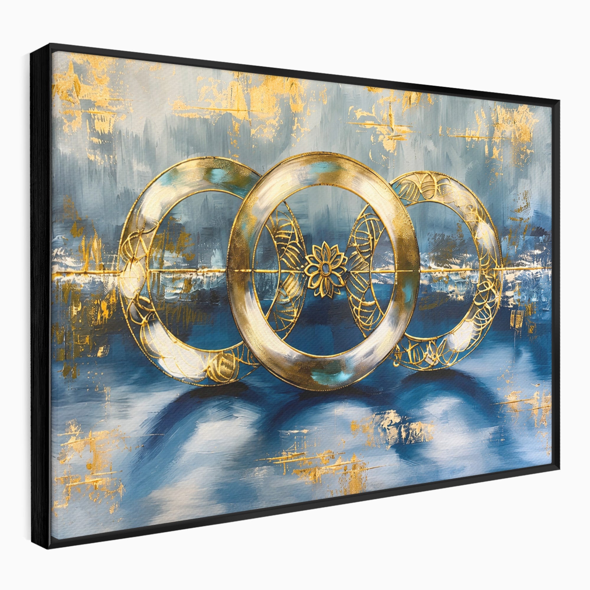 Tablou Canvas Premium LuxCanva® C1399, Cercuri Aurii Abstracte, Abstract, Cercuri, Auriu, Modern, Living, Culori Vibrante