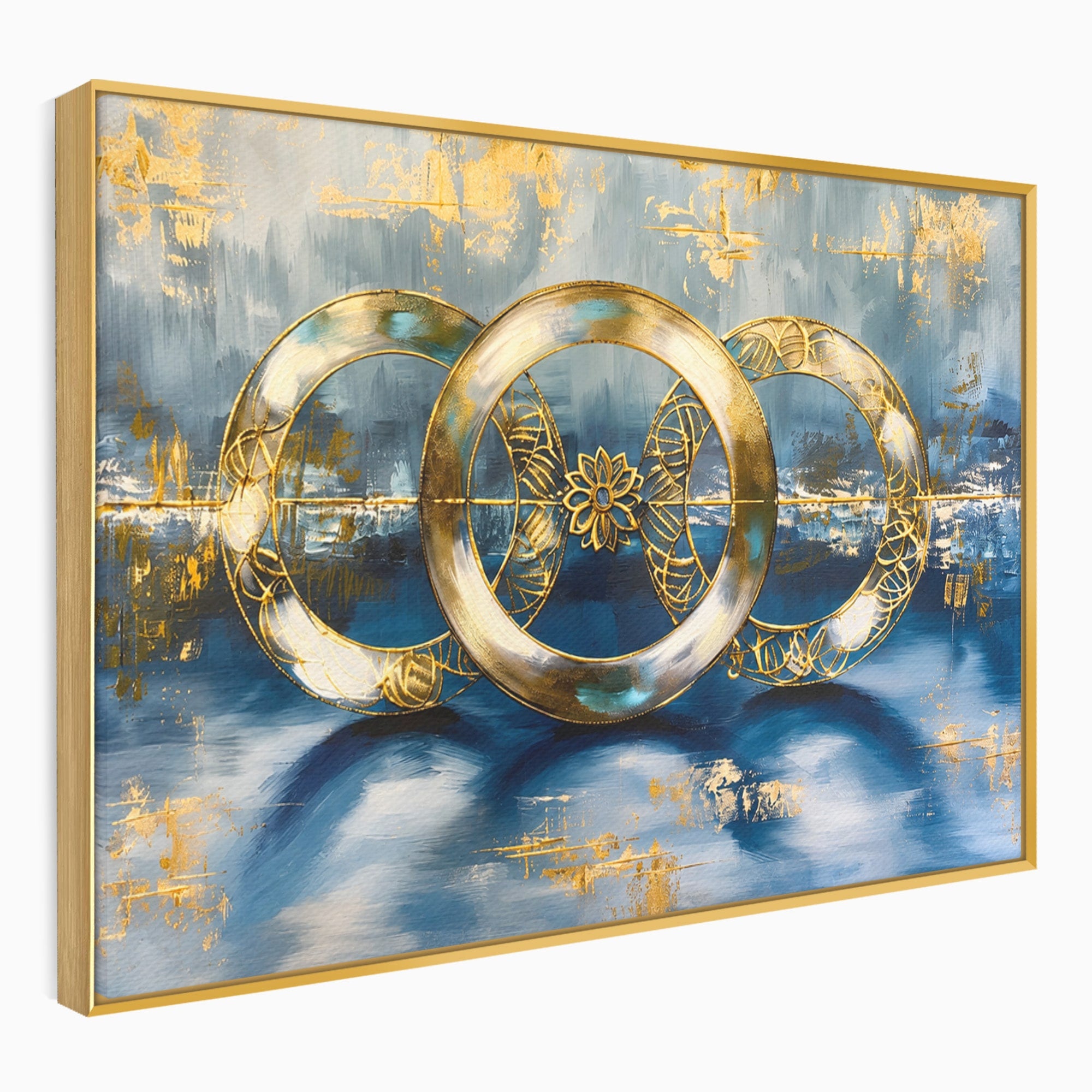 Tablou Canvas Premium LuxCanva® C1399, Cercuri Aurii Abstracte, Abstract, Cercuri, Auriu, Modern, Living, Culori Vibrante