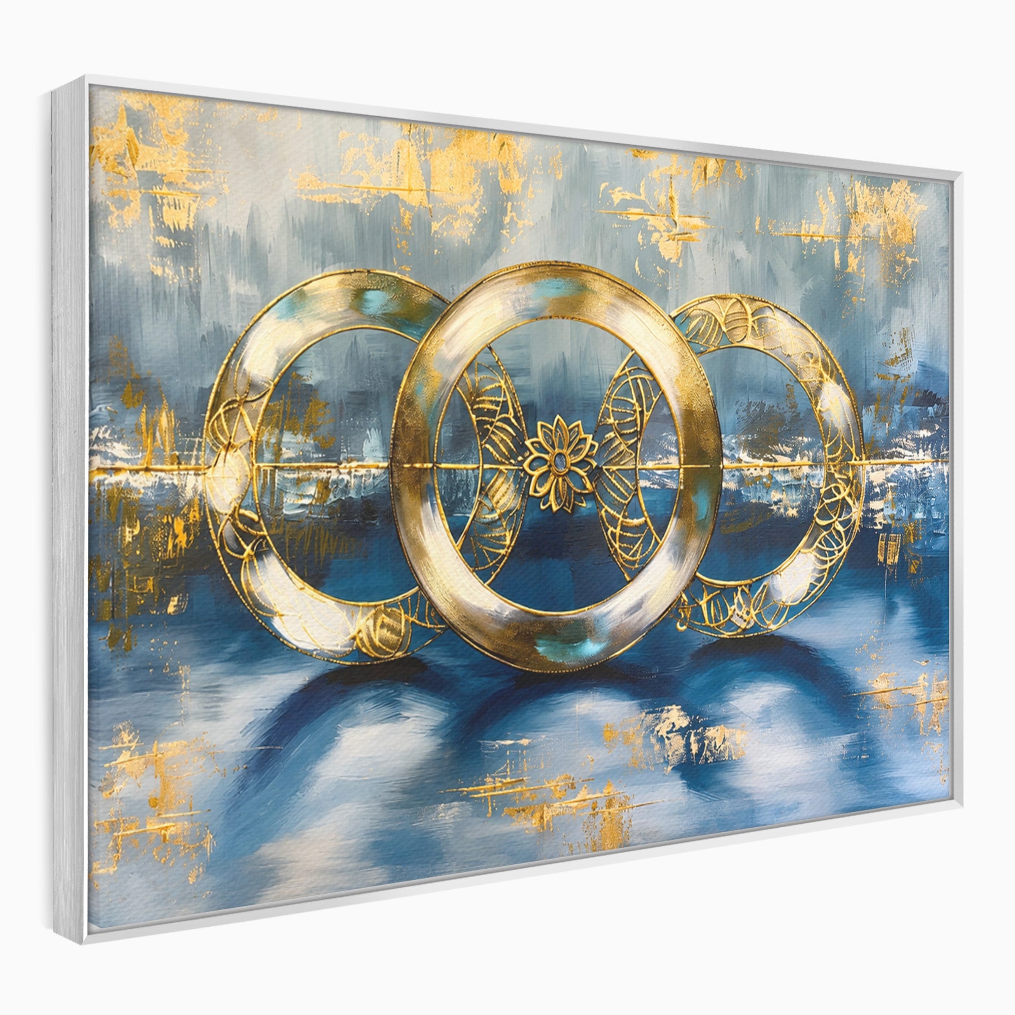 Tablou Canvas Premium LuxCanva® C1399, Cercuri Aurii Abstracte, Abstract, Cercuri, Auriu, Modern, Living, Culori Vibrante