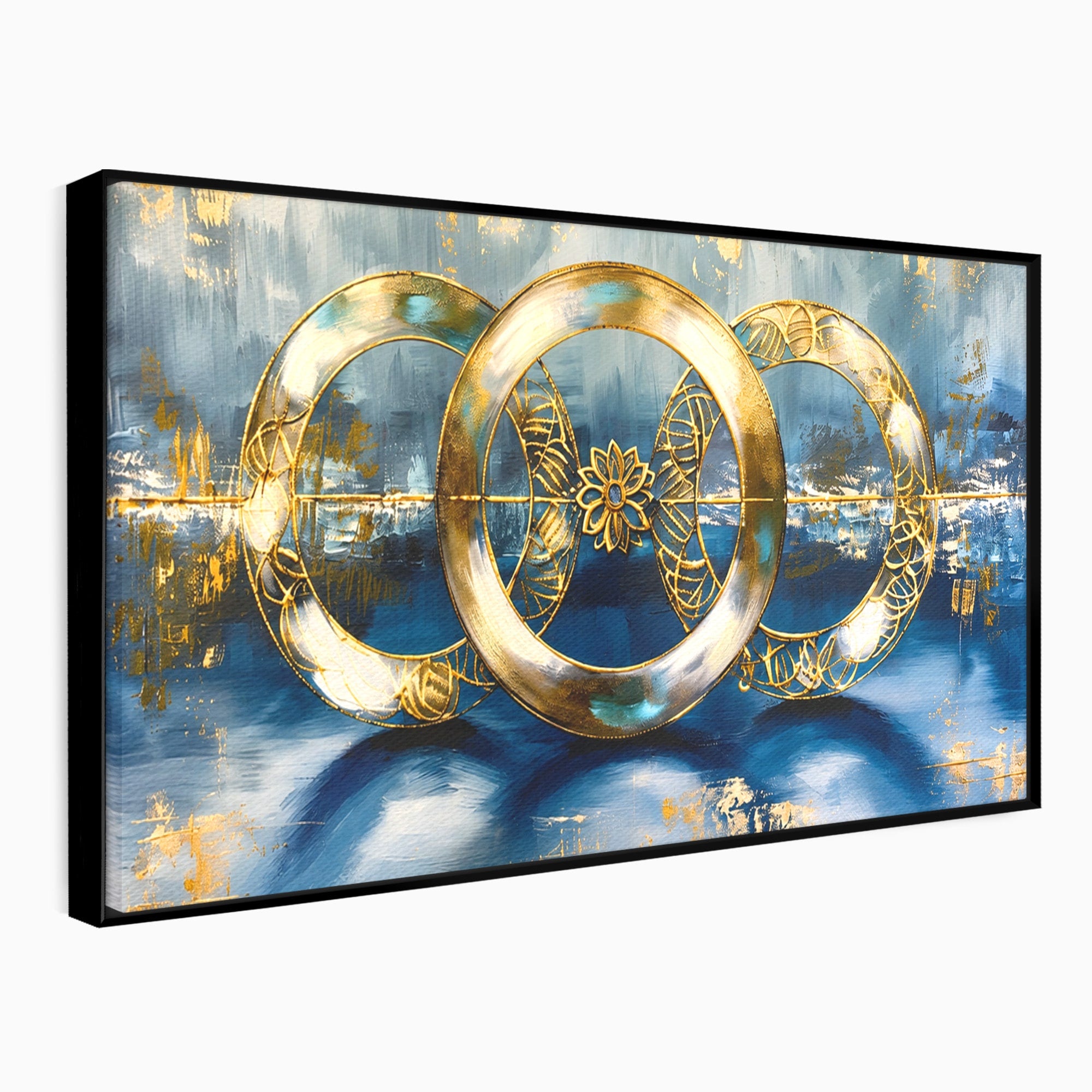 Tablou Canvas Premium LuxCanva® C1399, Cercuri Aurii Abstracte, Abstract, Cercuri, Auriu, Modern, Living, Culori Vibrante