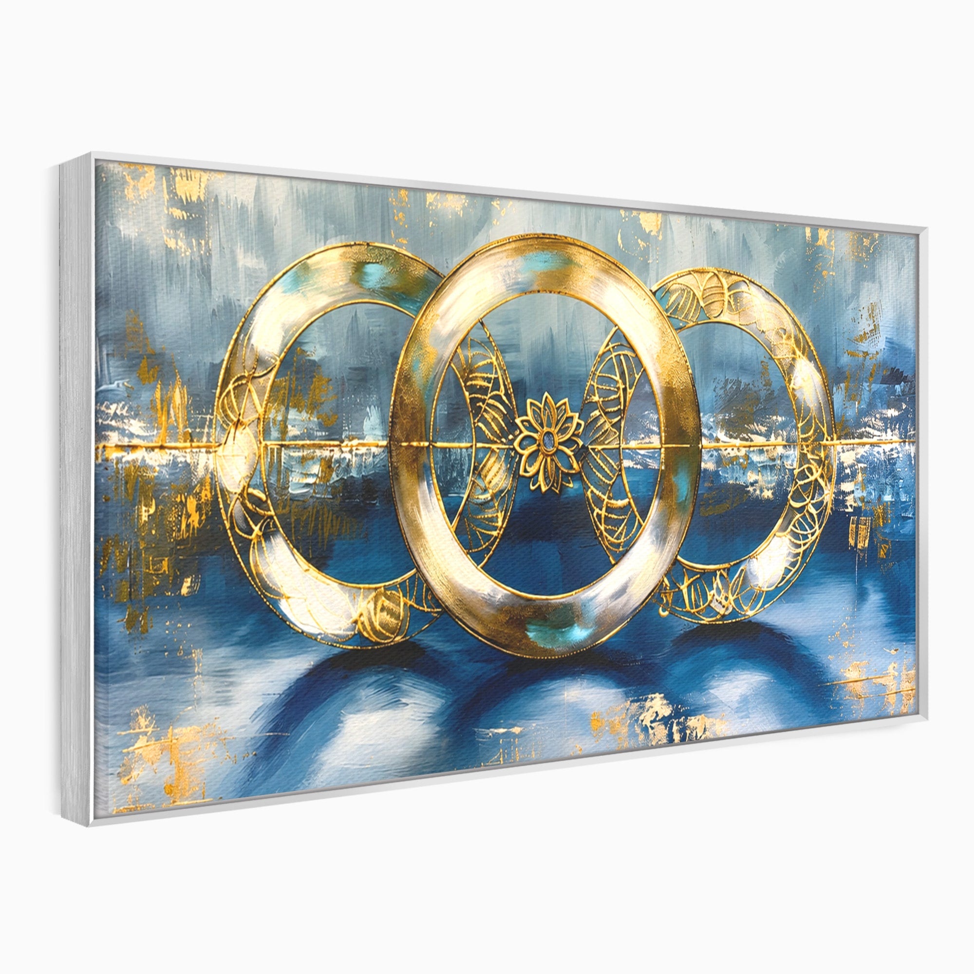 Tablou Canvas Premium LuxCanva® C1399, Cercuri Aurii Abstracte, Abstract, Cercuri, Auriu, Modern, Living, Culori Vibrante