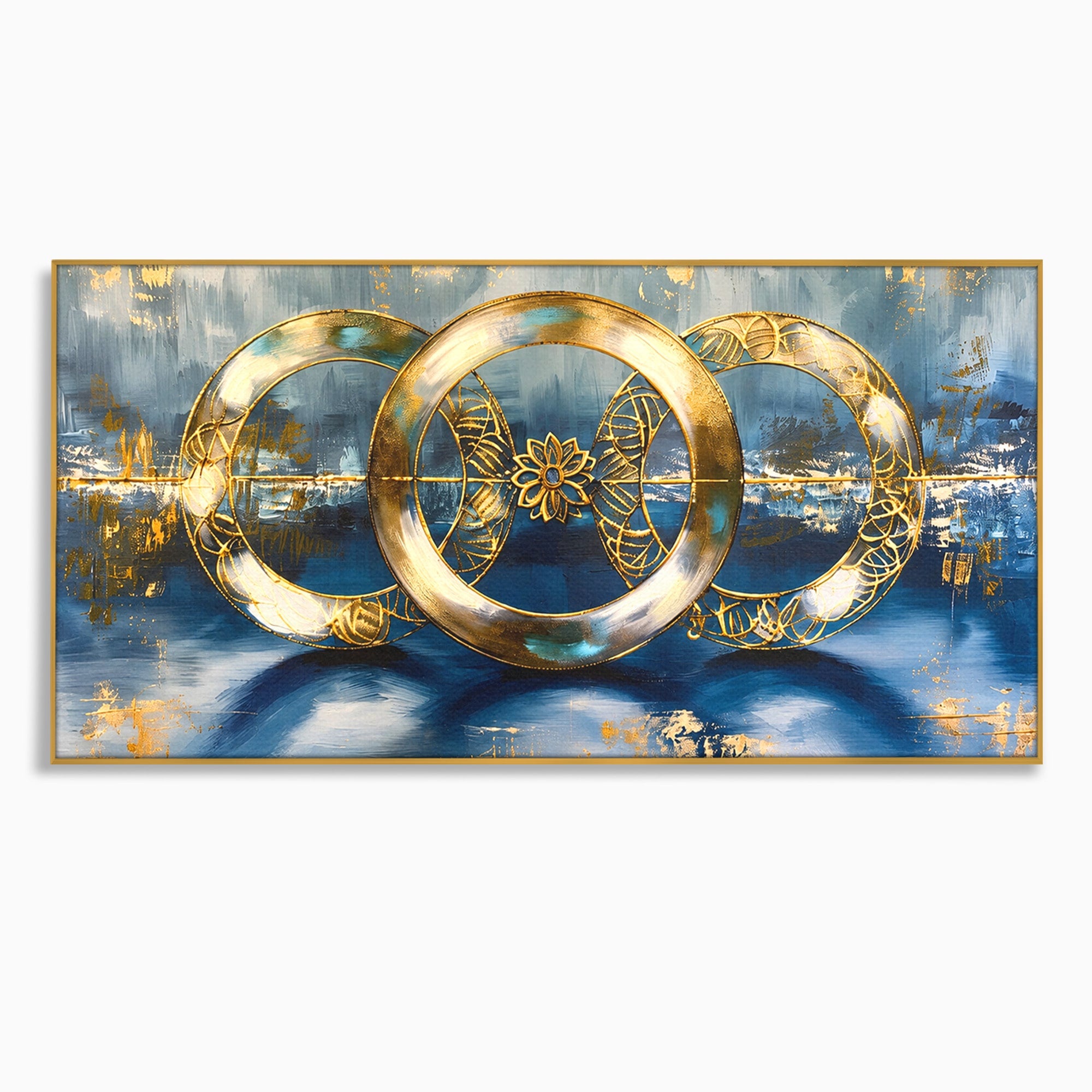 Tablou Canvas Premium LuxCanva® C1399, Cercuri Aurii Abstracte, Abstract, Cercuri, Auriu, Modern, Living, Culori Vibrante