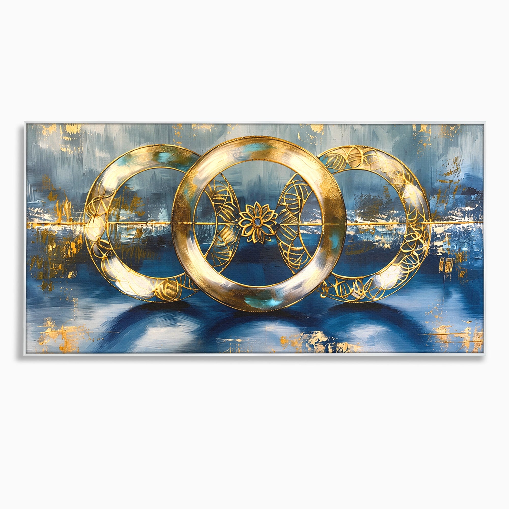 Tablou Canvas Premium LuxCanva® C1399, Cercuri Aurii Abstracte, Abstract, Cercuri, Auriu, Modern, Living, Culori Vibrante