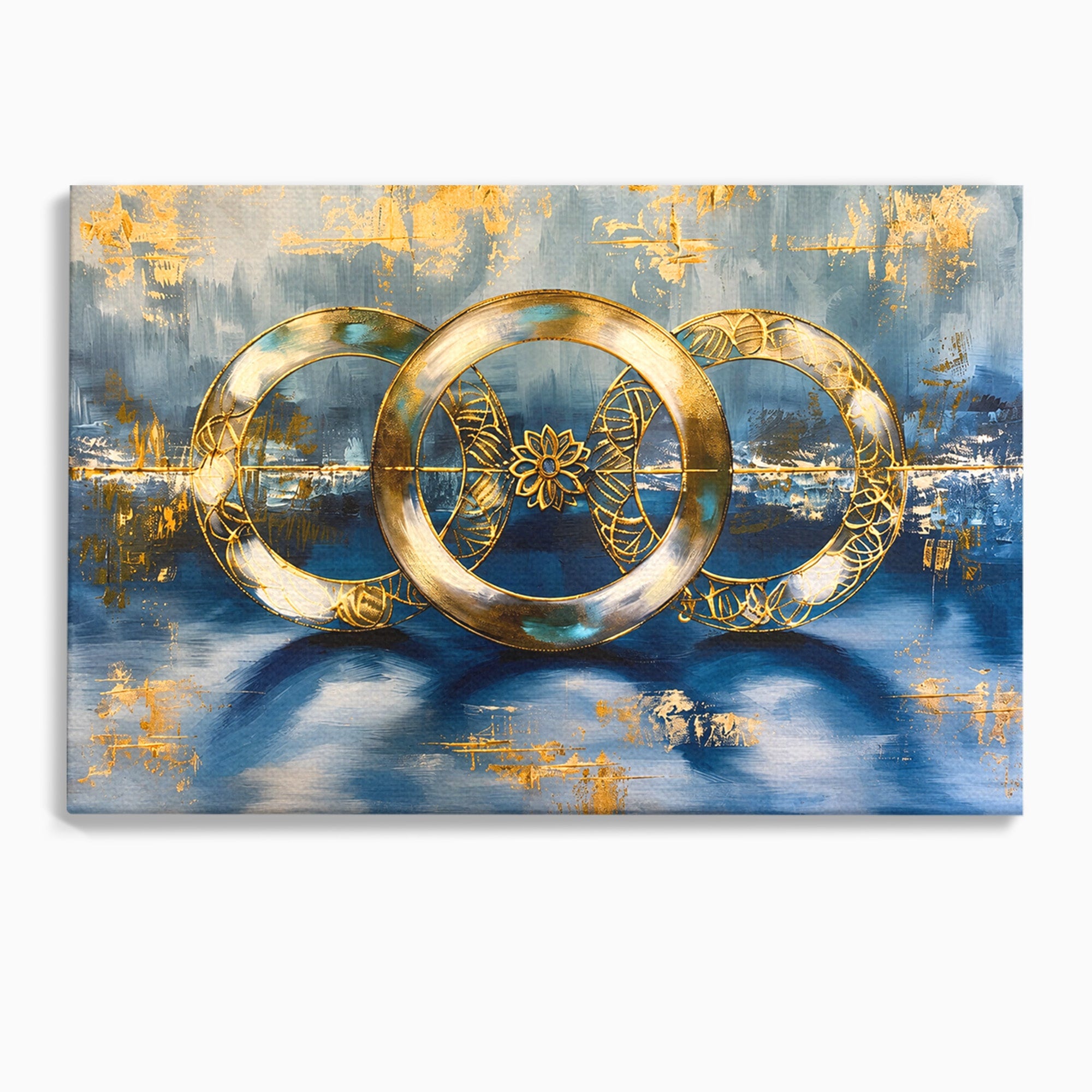 Tablou Canvas Premium LuxCanva® C1399, Cercuri Aurii Abstracte, Abstract, Cercuri, Auriu, Modern, Living, Culori Vibrante