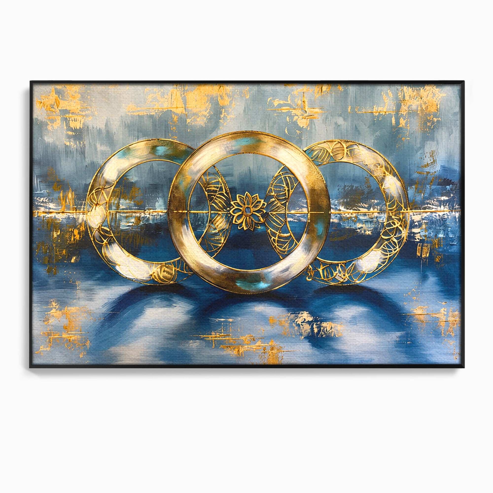 Tablou Canvas Premium LuxCanva® C1399, Cercuri Aurii Abstracte, Abstract, Cercuri, Auriu, Modern, Living, Culori Vibrante