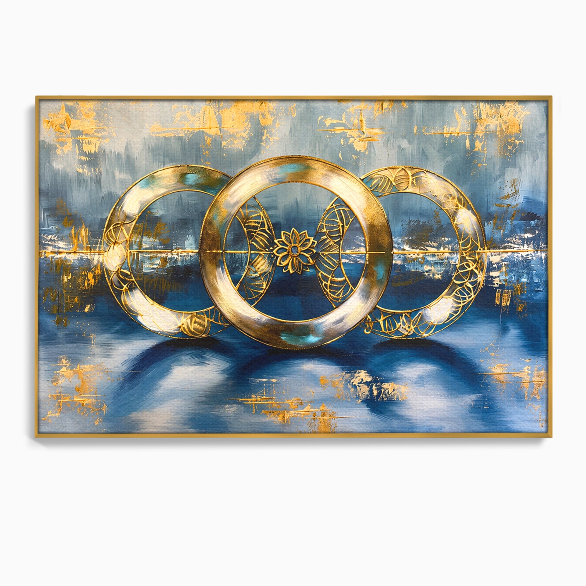 Tablou Canvas Premium LuxCanva® C1399, Cercuri Aurii Abstracte, Abstract, Cercuri, Auriu, Modern, Living, Culori Vibrante